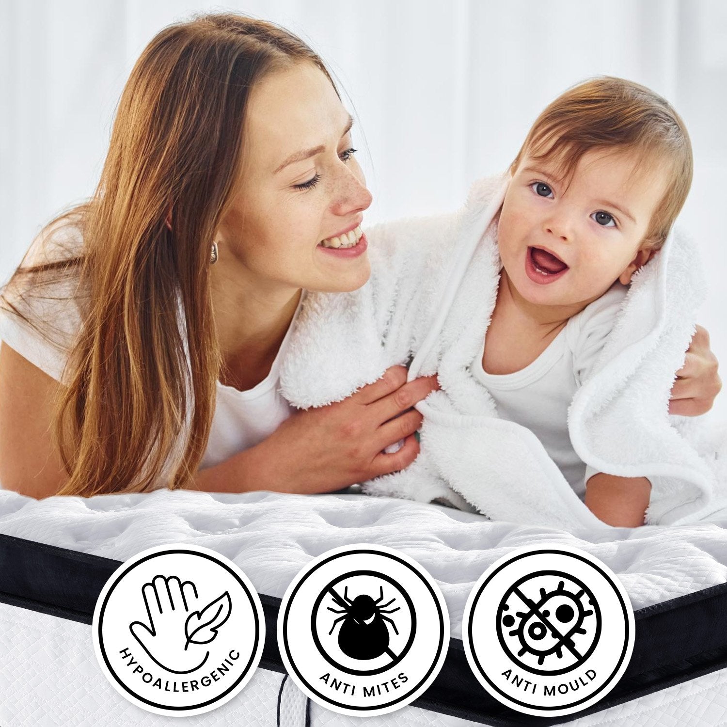 Laura Hill King Mattress Bed Size Euro Top 5 Zone Spring Foam 32cm Bedding Pocket 8