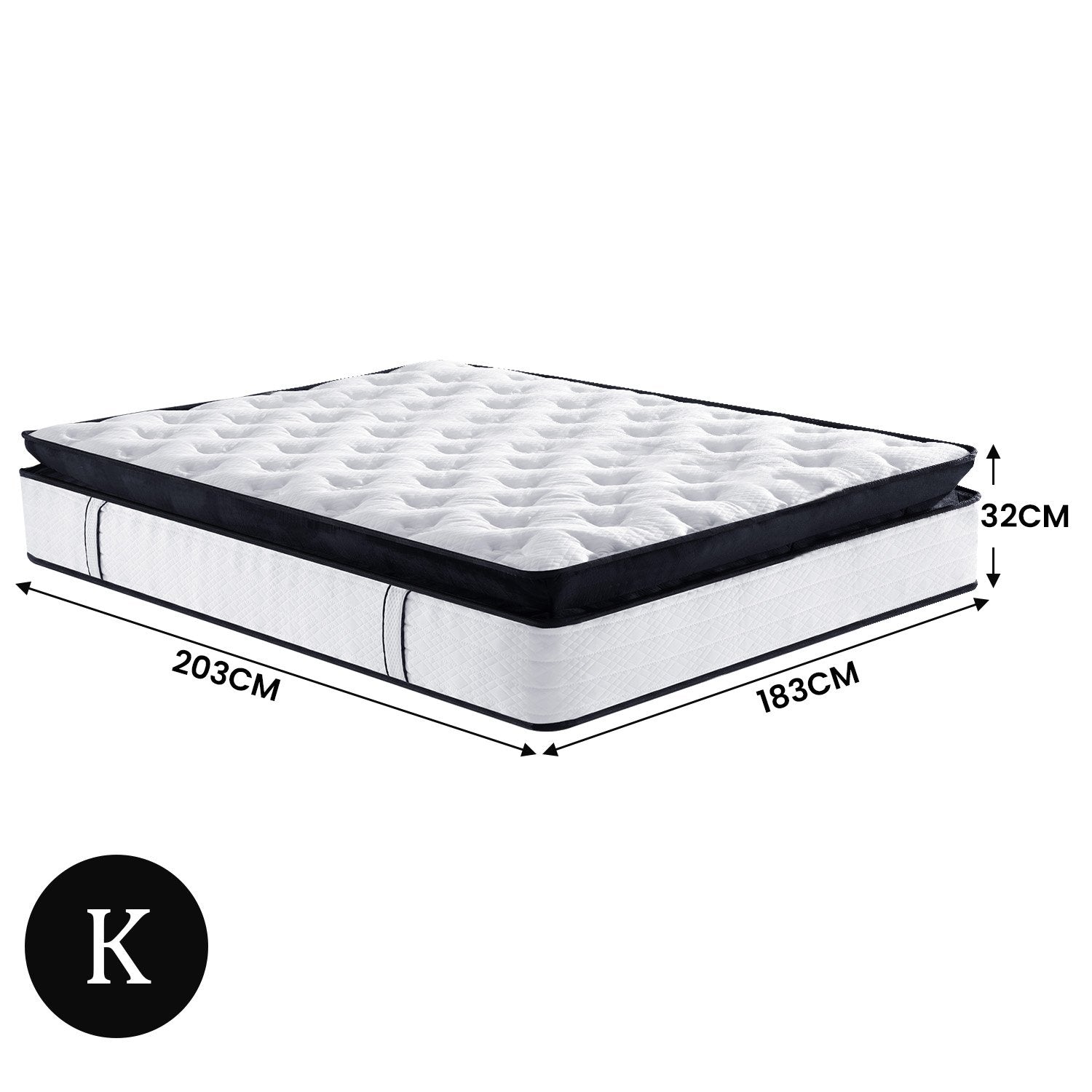 Laura Hill King Mattress Bed Size Euro Top 5 Zone Spring Foam 32cm Bedding Pocket 11