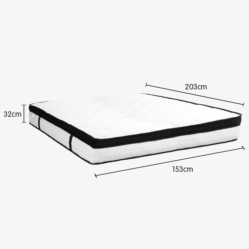 Laura Hill Queen Mattress Bed Size Euro Top 5 Zone Spring Foam 32cm Bedding Pocket 9
