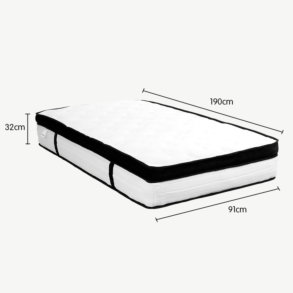 Laura Hill Single Mattress Bed Size Euro Top 5 Zone Spring Foam 32cm 7