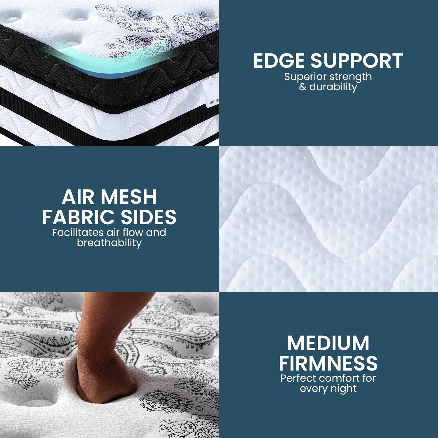 Laura Hill King Single Mattress Bed Size Euro Top 5 Zone Spring Foam 34cm 8