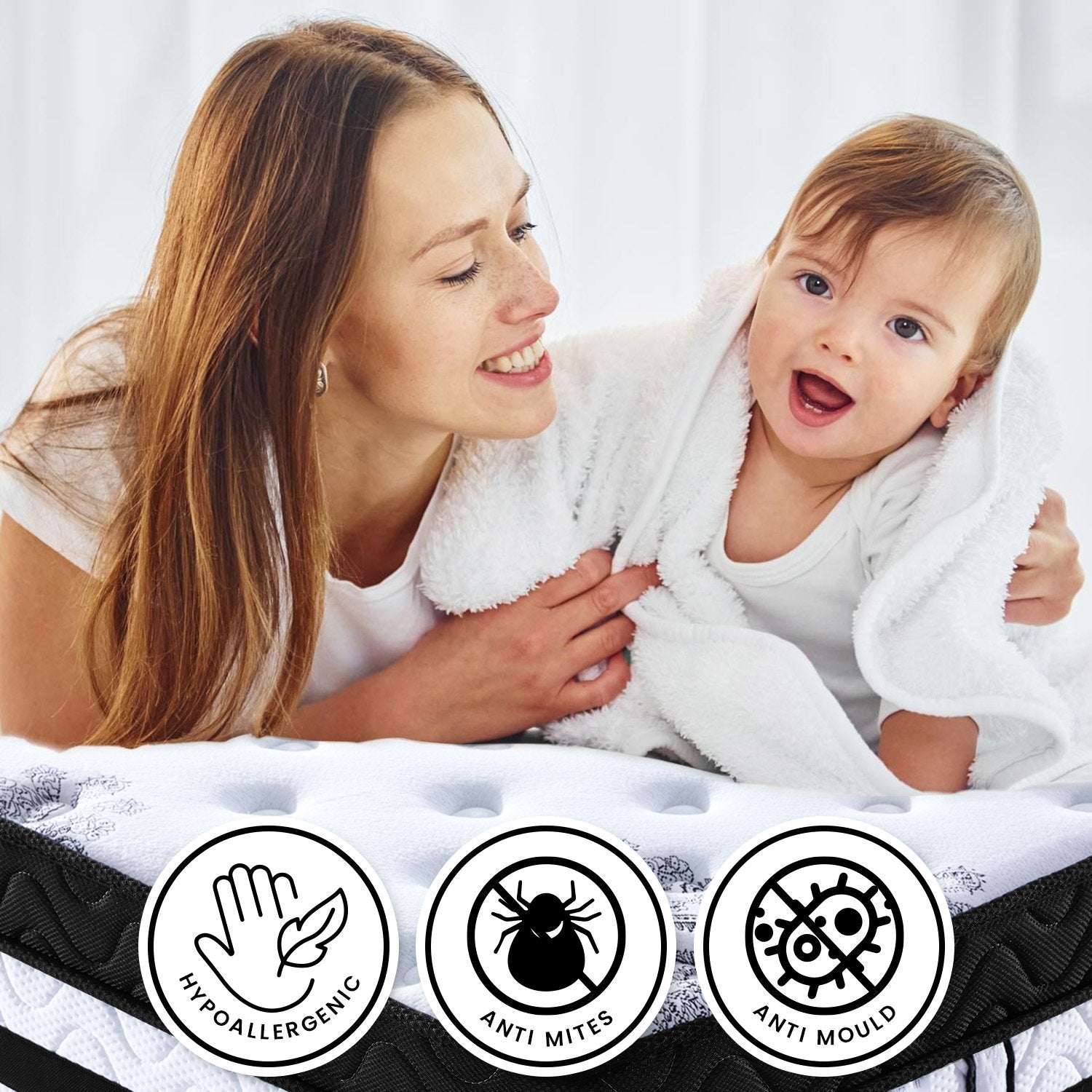 Laura Hill King Single Mattress Bed Size Euro Top 5 Zone Spring Foam 34cm 10