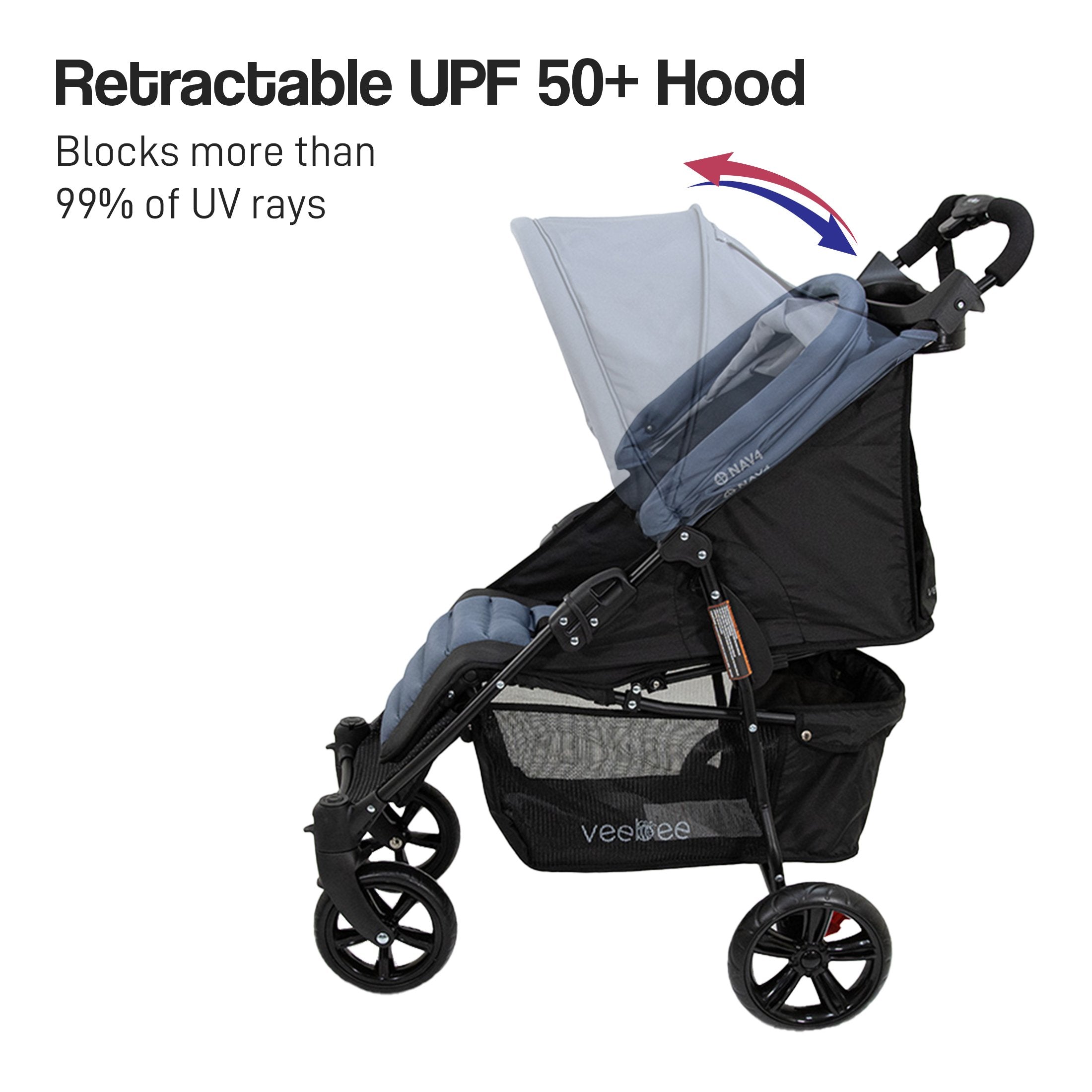 Veebee Nav 4 Stroller Lightweight Pram For Newborns To Toddlers - Glacie 5