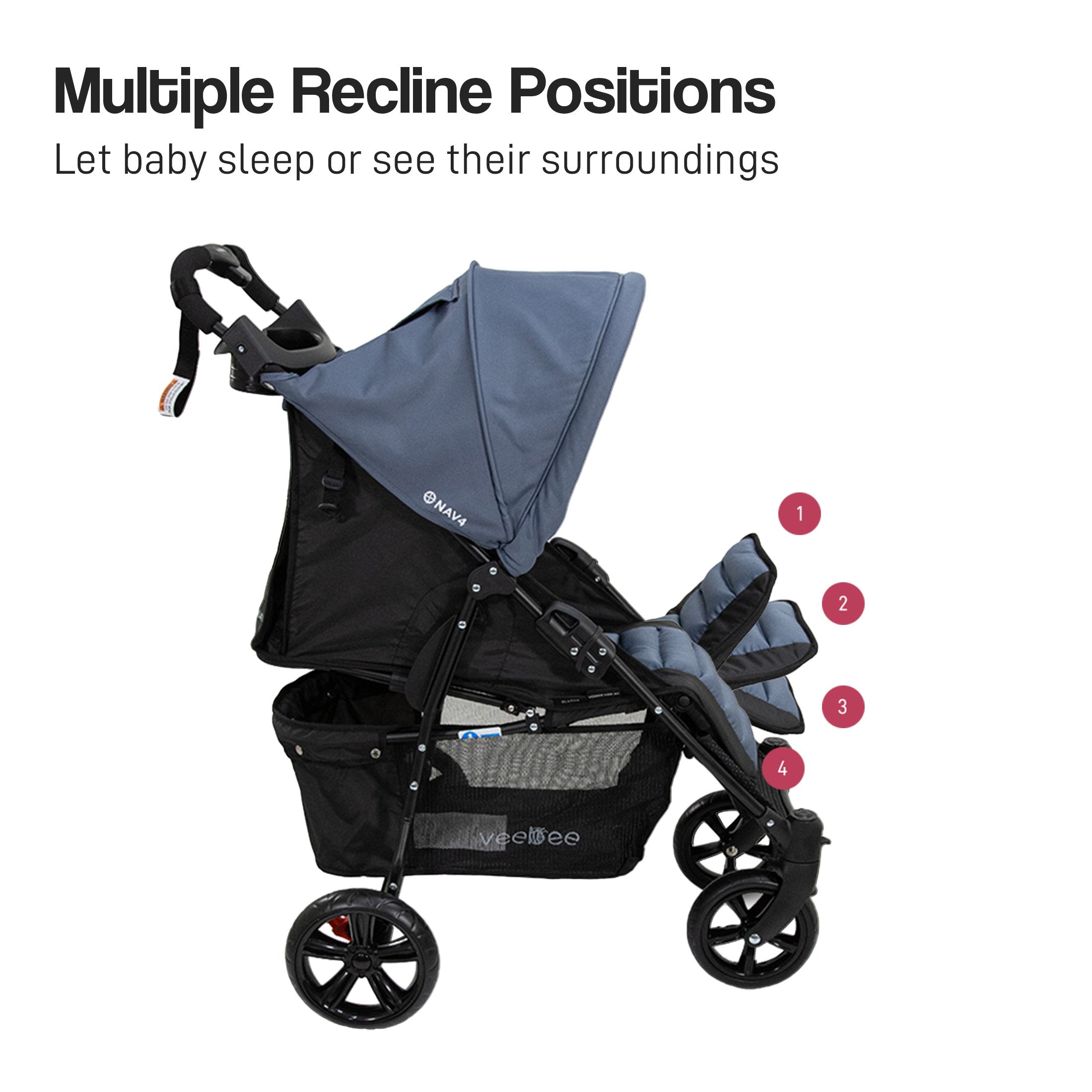 Veebee Nav 4 Stroller Lightweight Pram For Newborns To Toddlers - Glacie 8