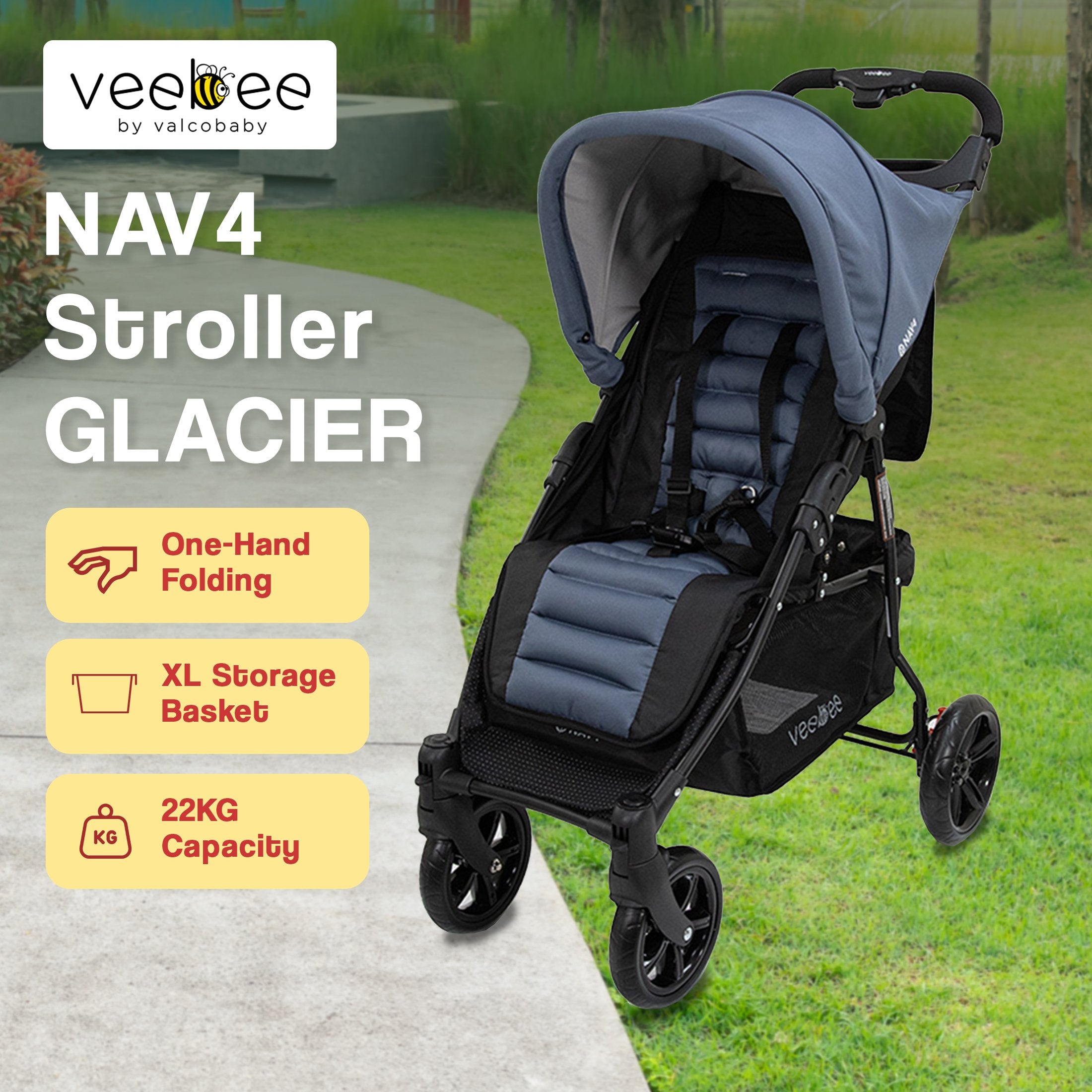 Veebee Nav 4 Stroller Lightweight Pram For Newborns To Toddlers - Glacie 10