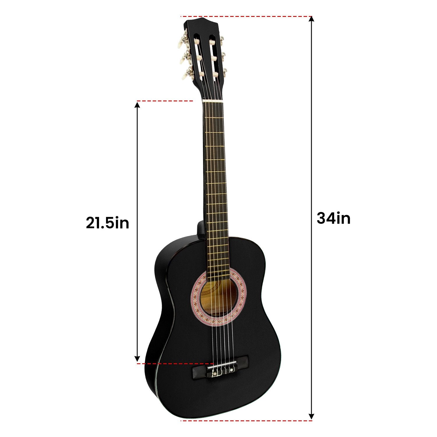 Karrera 34in Acoustic Children Wooden Guitar - Black 3