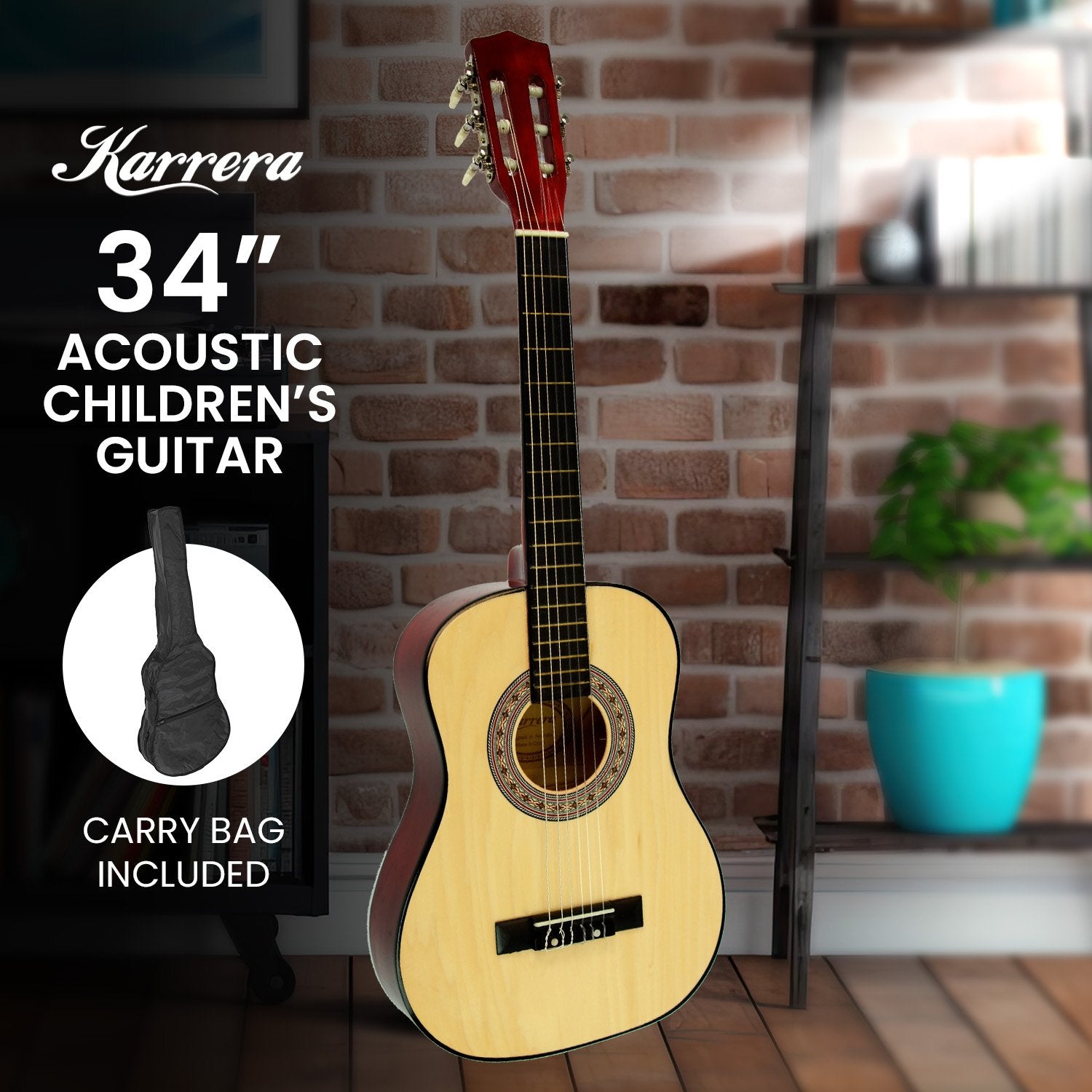 Karrera Childrens Guitar  Wooden 34in Acoustic - Natural 9