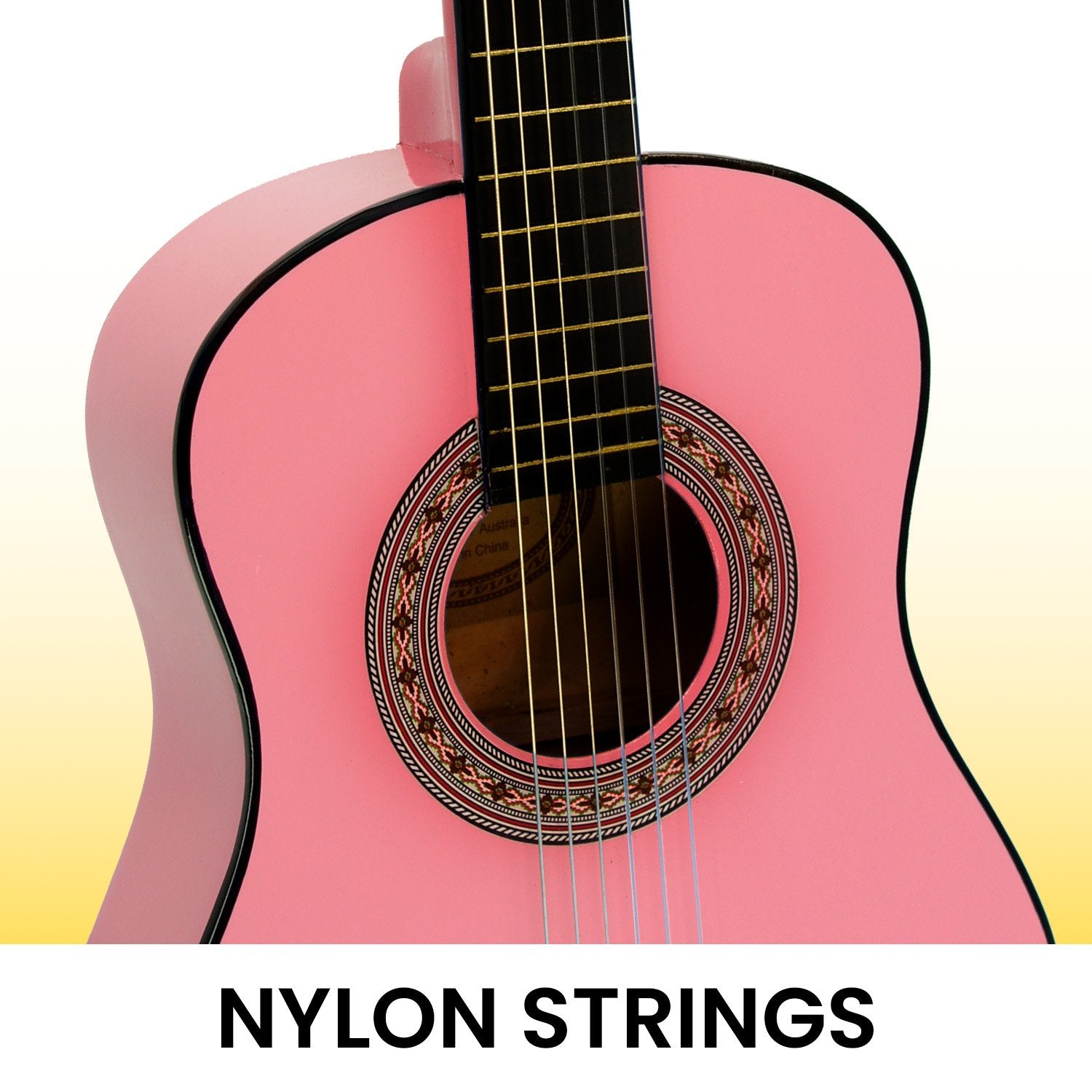 Karrera 34in Acoustic Wooden Childrens Guitar - Pink 4