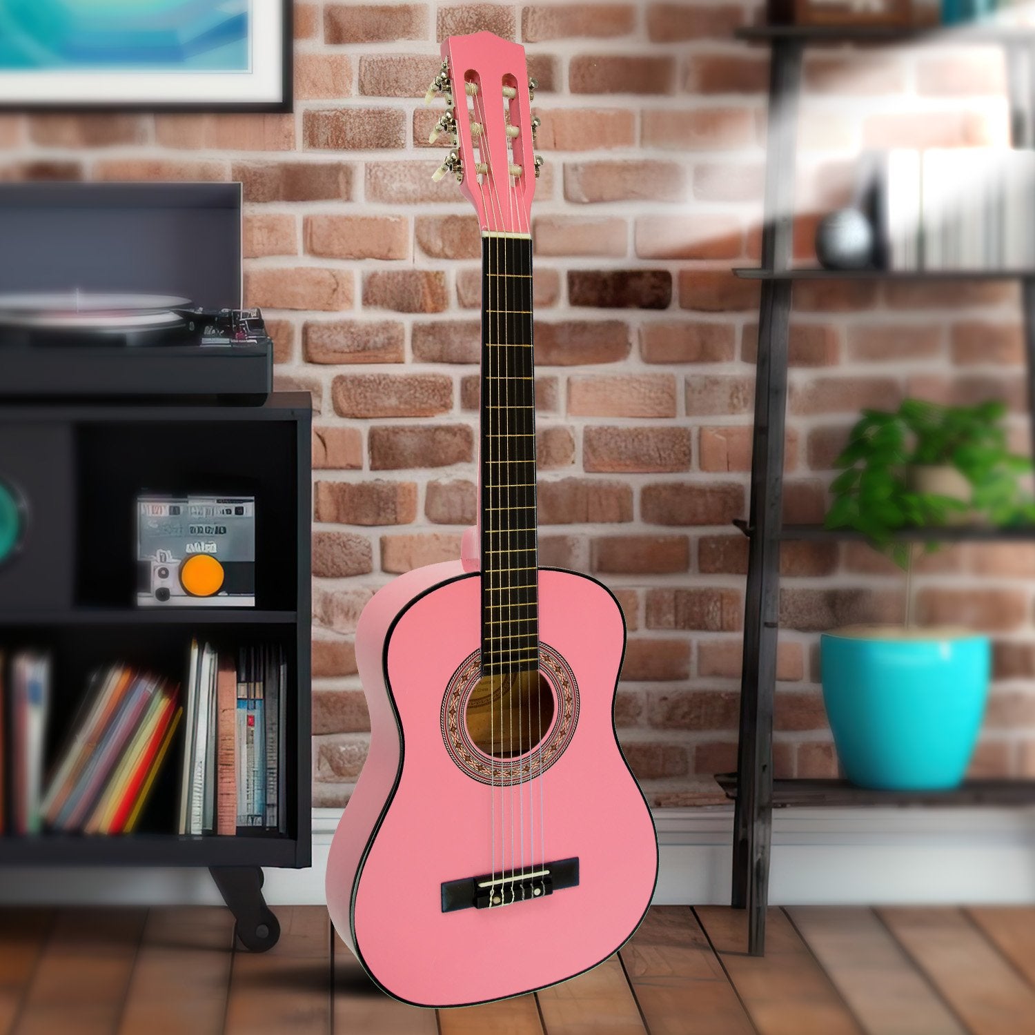 Karrera 34in Acoustic Wooden Childrens Guitar - Pink 7