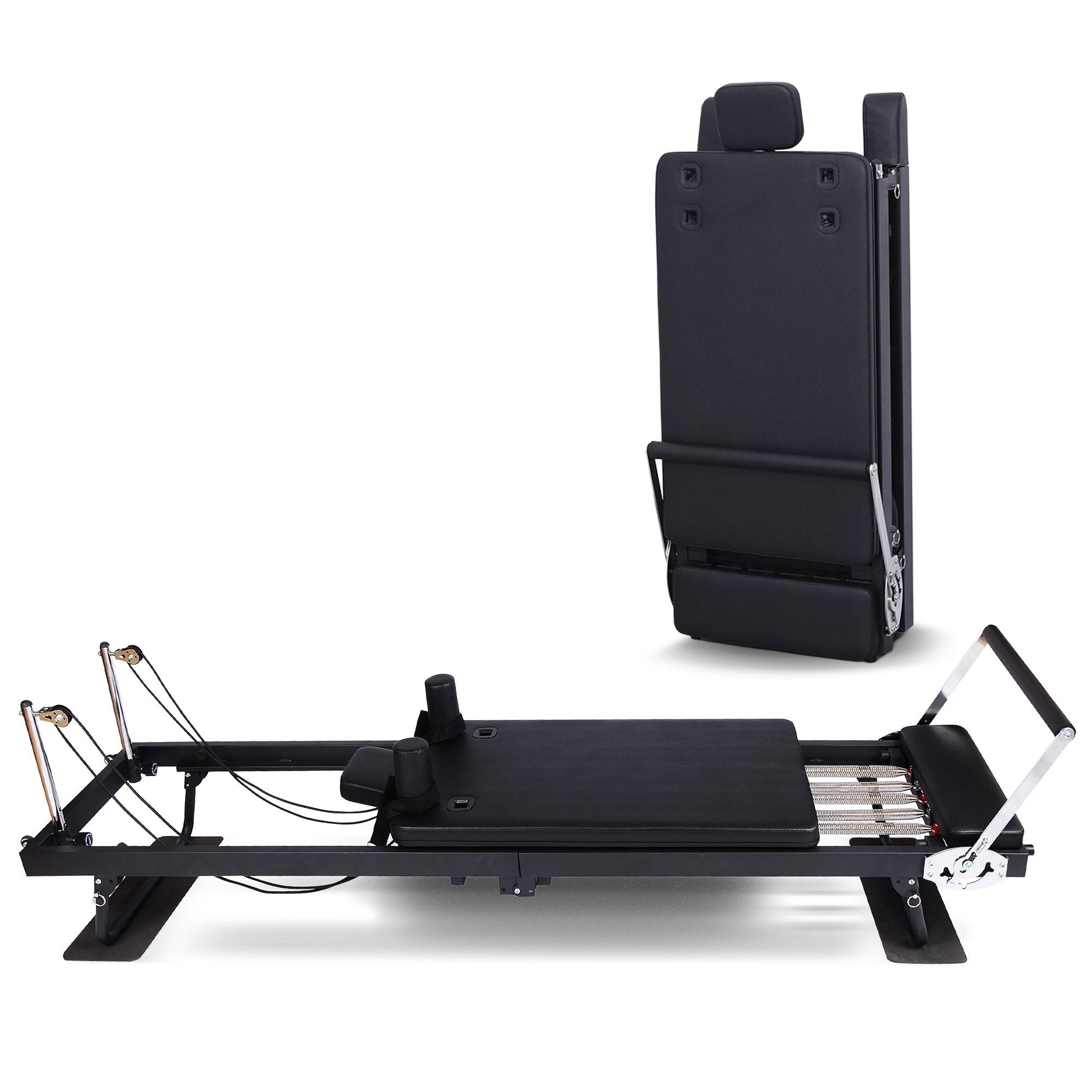 Powertrain Aria Steel Foldable Pilates Board Reformer Multifunctional Core Exercise Set Ab Trainer With Platform Extender Sitting Box Jumpboard And Footbar For Indoor Outdoor Full Body Fitness Home 11