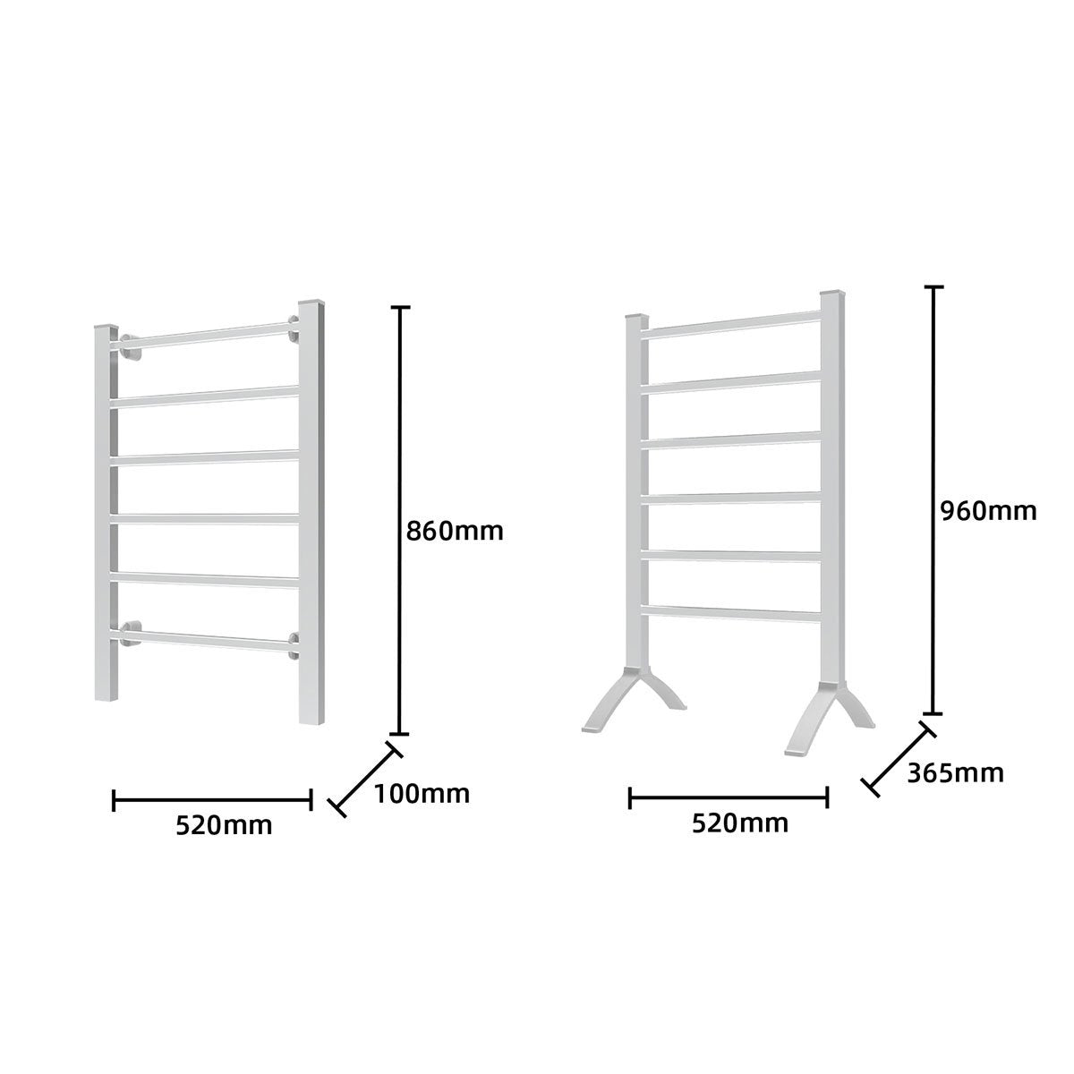 Pronti Heated Towel Rack Electric Bathroom Towel Rails Warmer 100w - Silver 3