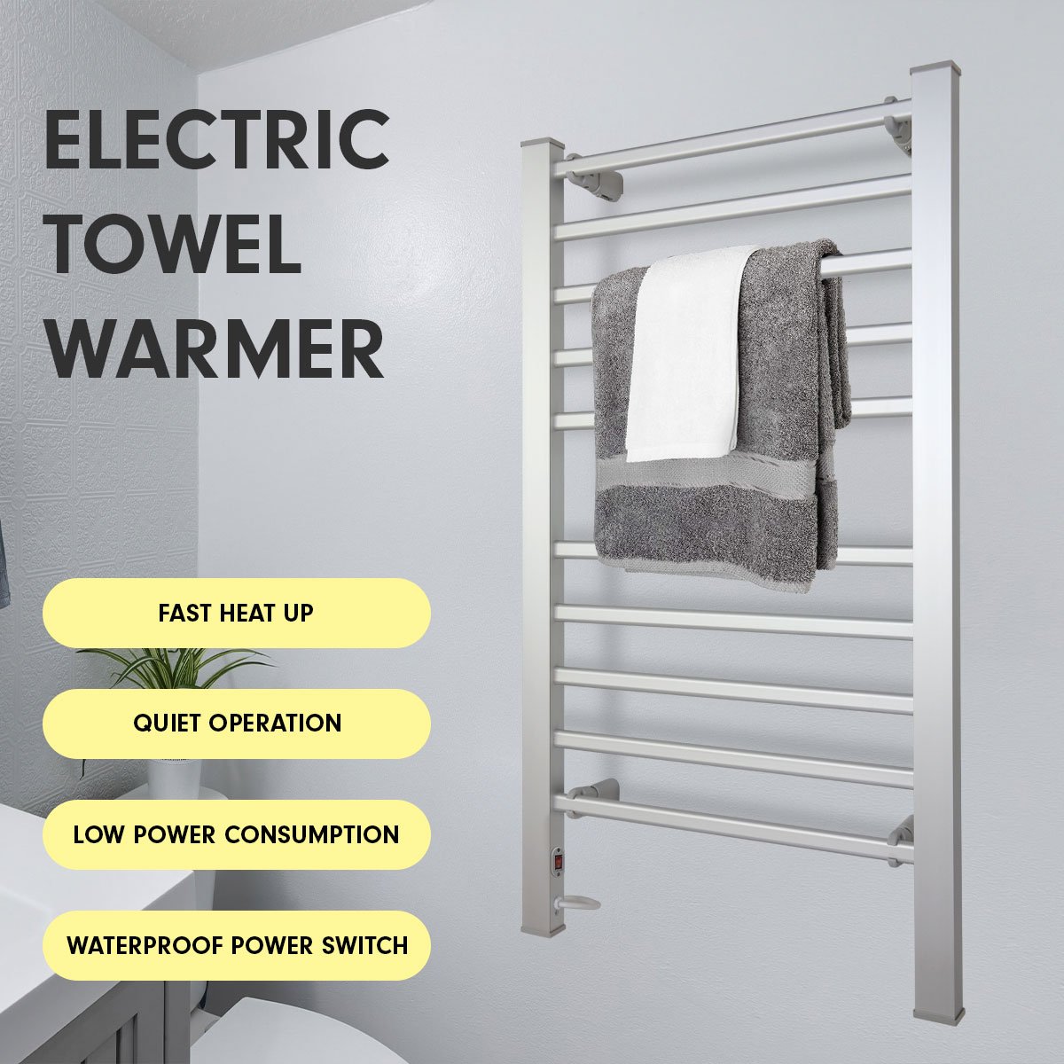 Pronti Heated Towel Rack Electric Bathroom Towel Rails Warmer Ev-160- Silver 6