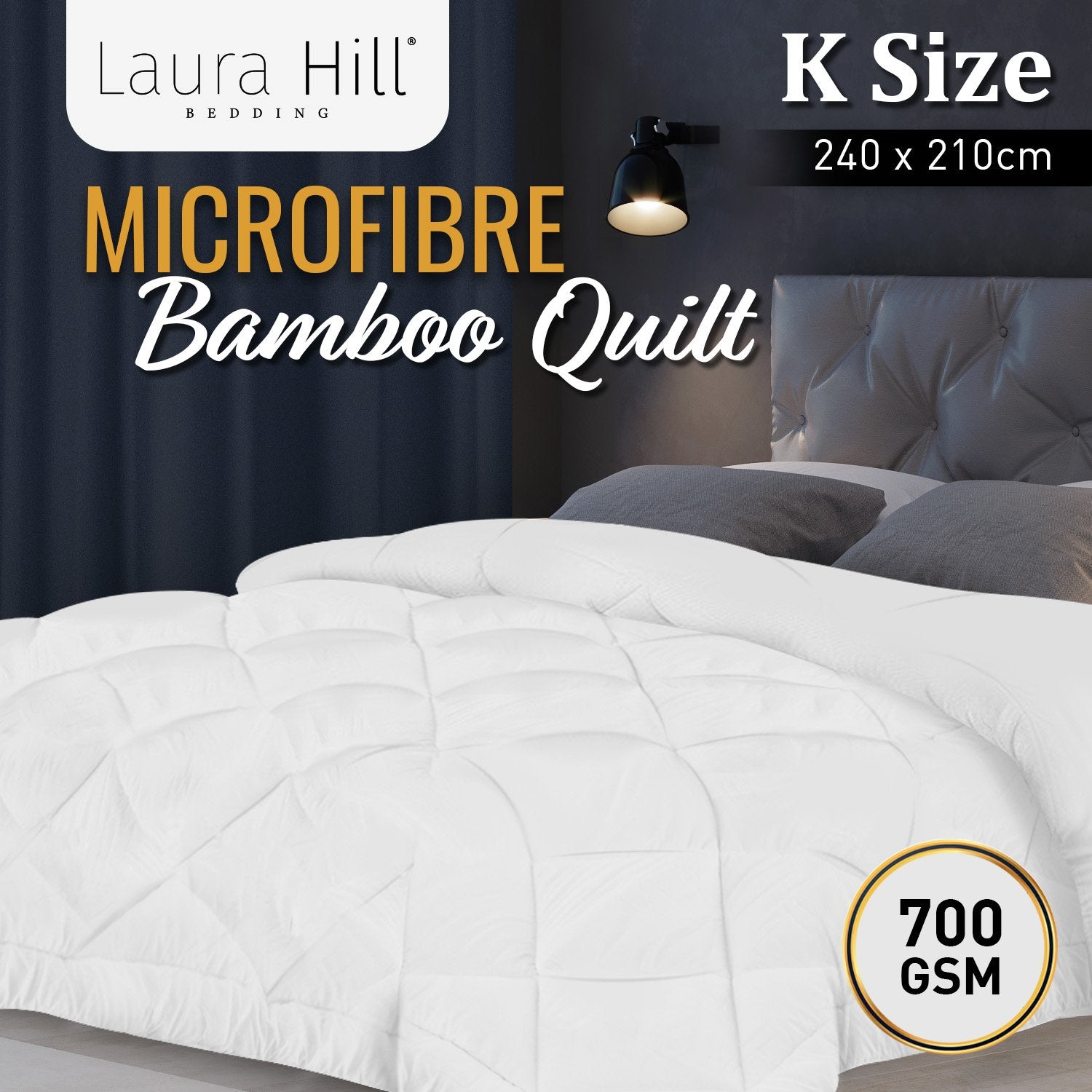 Laura Hill Microfibre Bamboo Comforter Quilt 700gsm - King 12