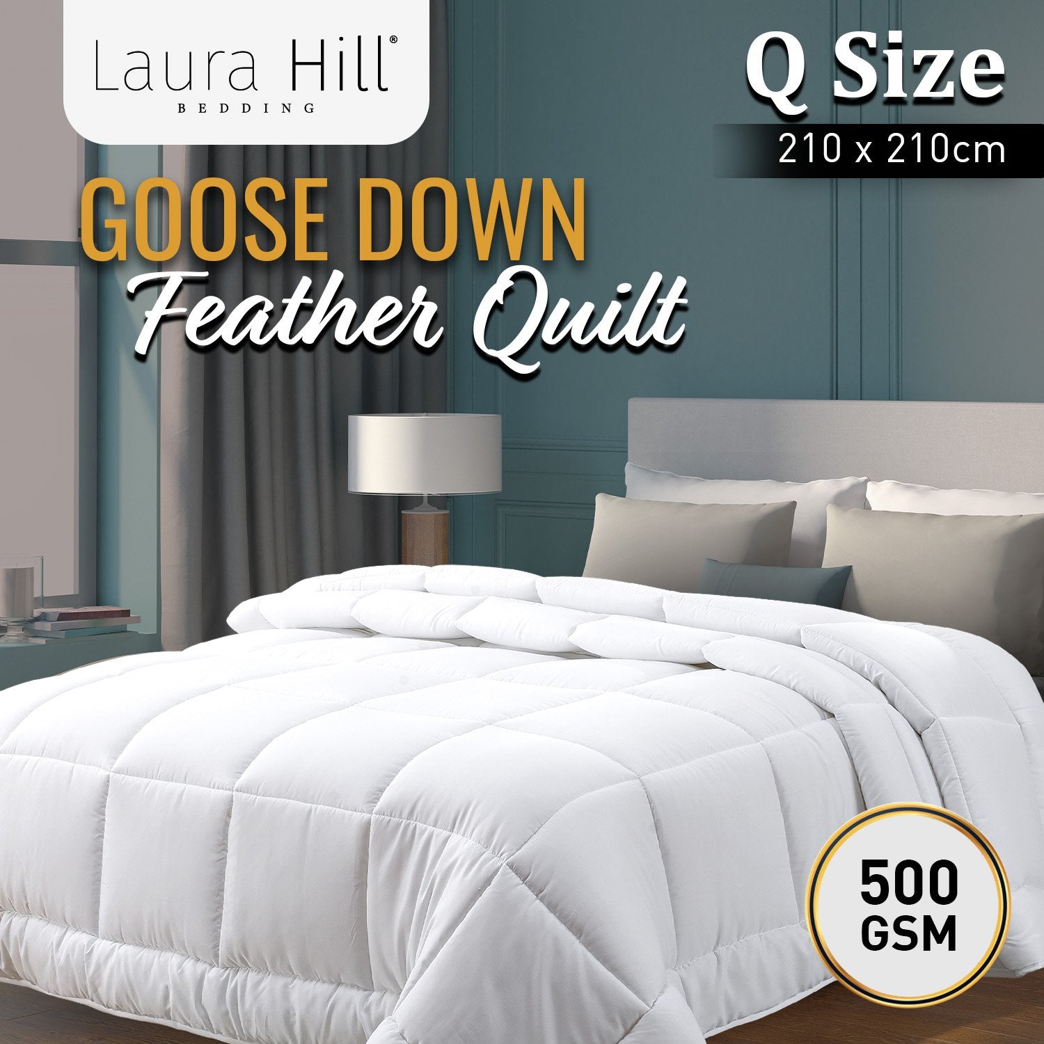 Laura Hill 500GSM Goose Down Feather Comforter Doona - Queen 3