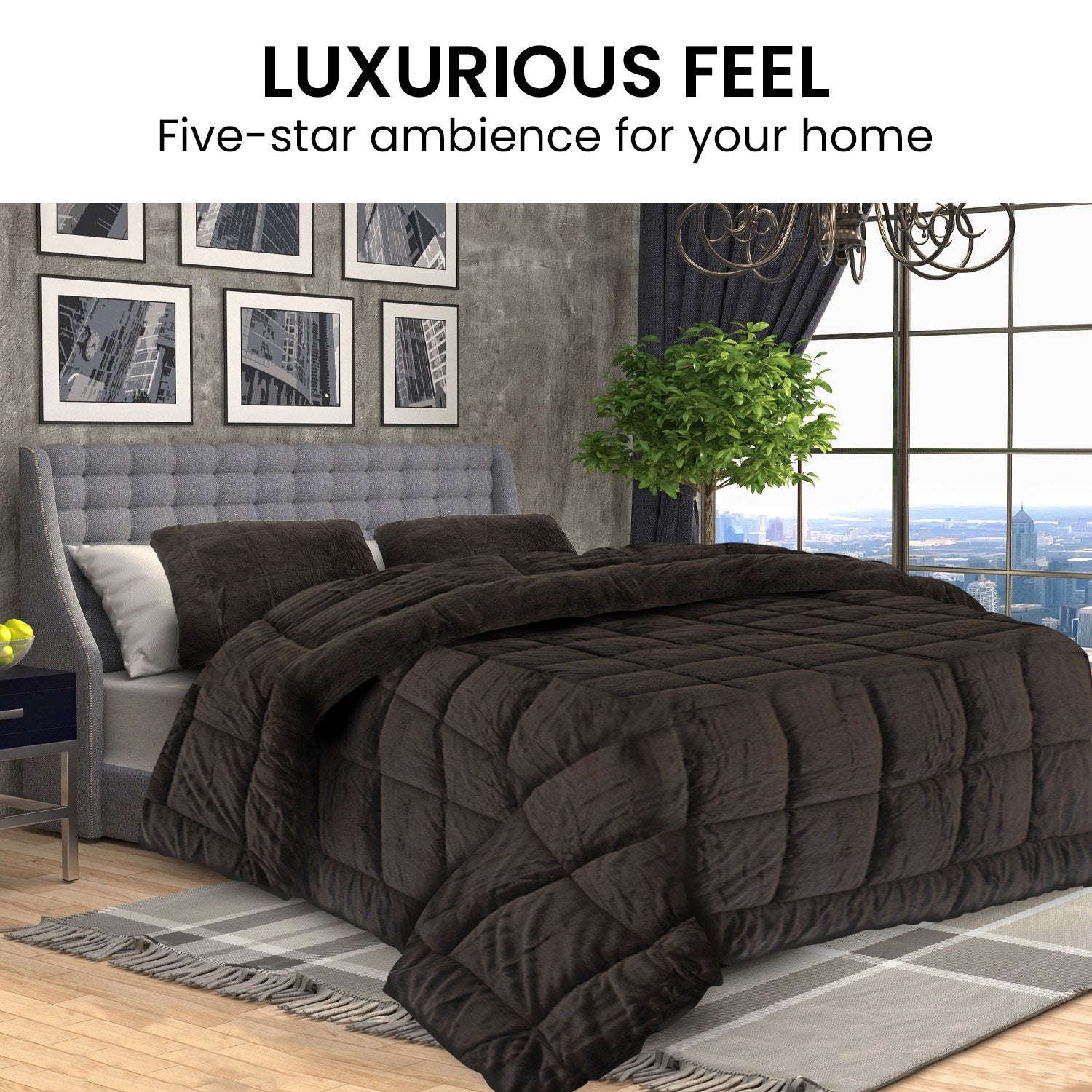 Laura Hill 500GSM Faux Mink Quilt Comforter - Super King 9