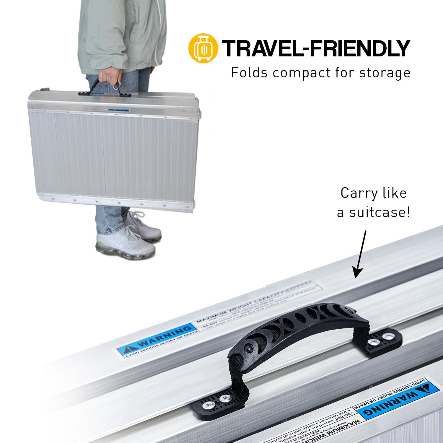 Kartrite 4ft Aluminium Foldable Wheelchair Ramp Non-Slip R02 Silver 7