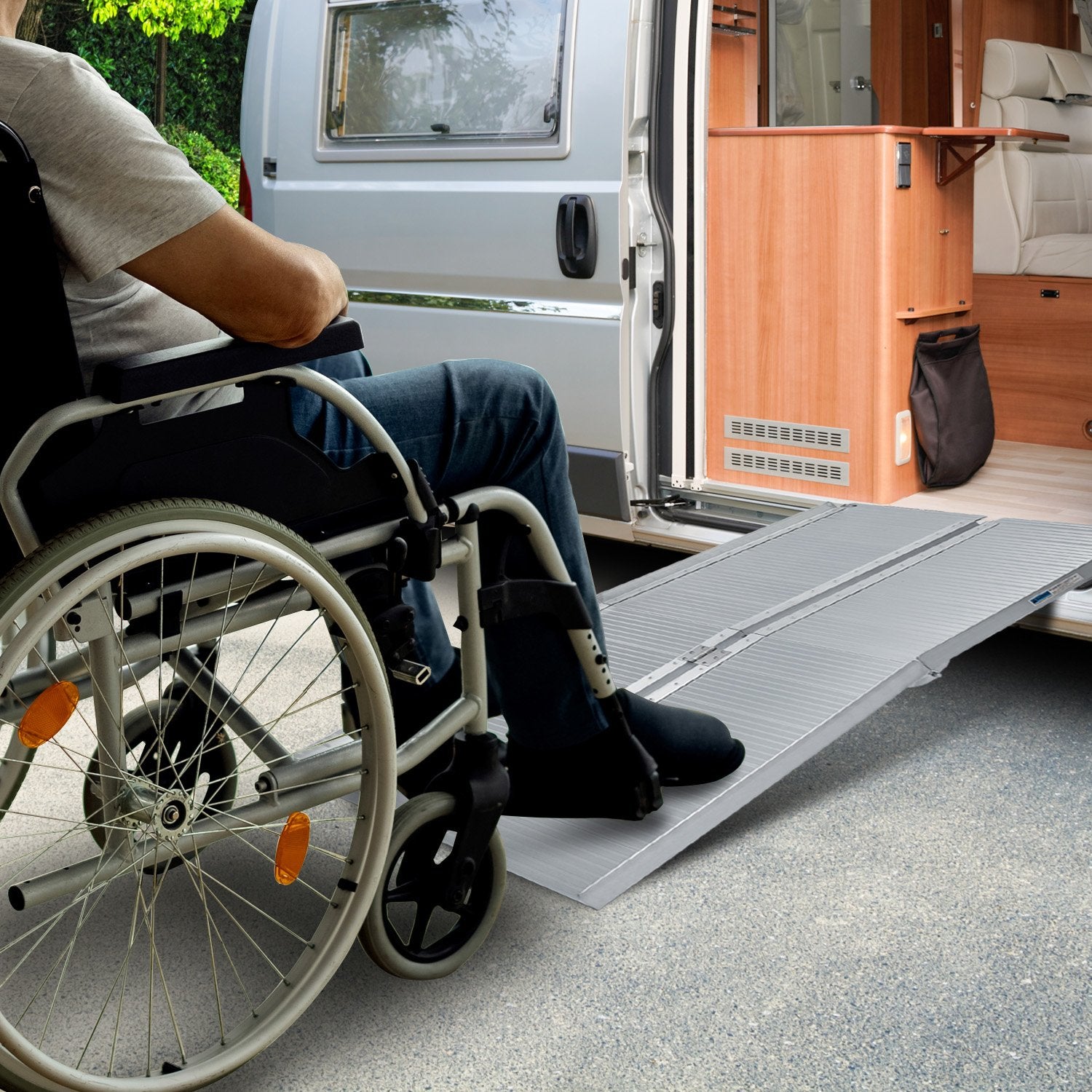Kartrite 4ft Aluminium Foldable Wheelchair Ramp Non-Slip R02 Silver 10