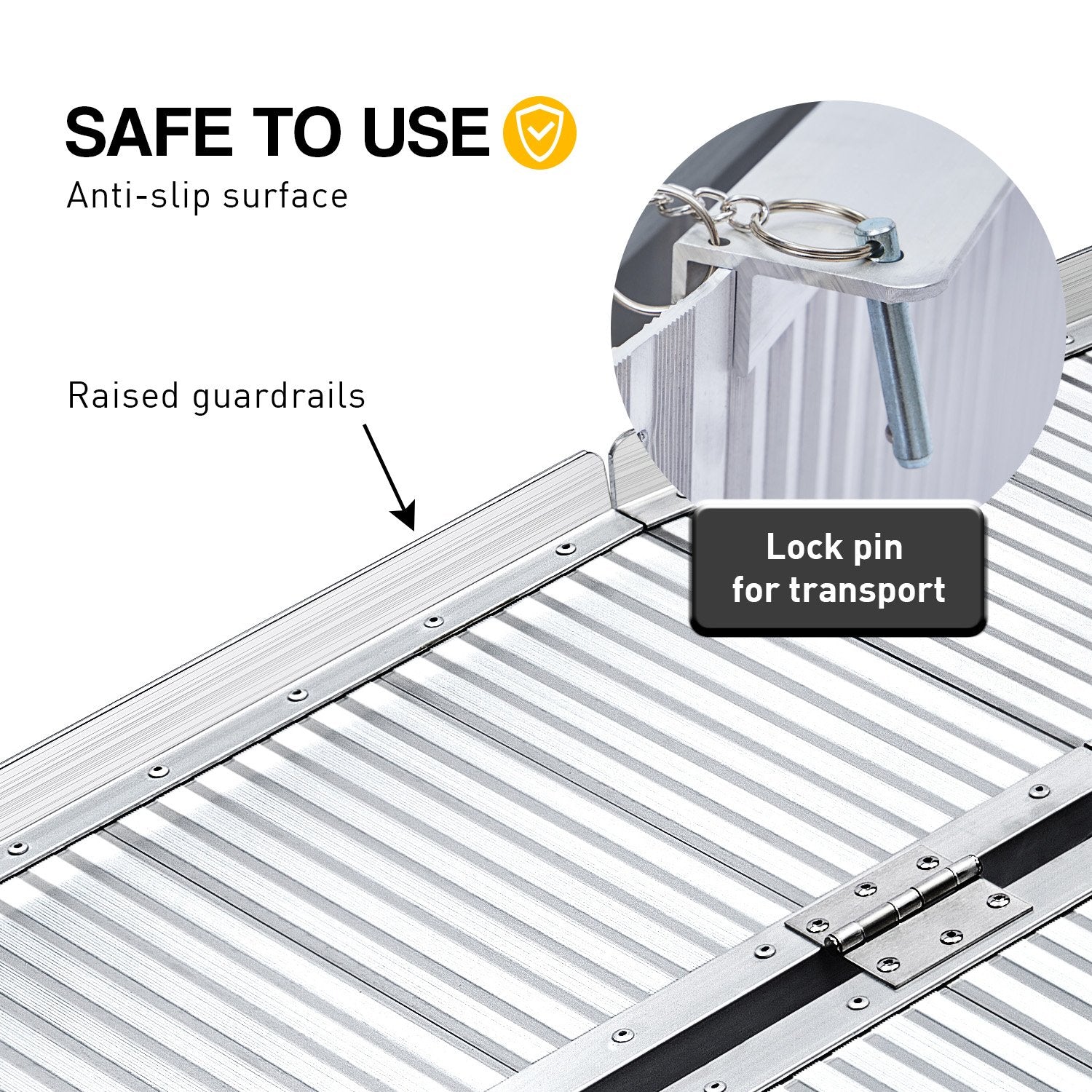 Kartrite 5ft Aluminium Foldable Wheelchair Ramp Non-Slip R02 Silver 5