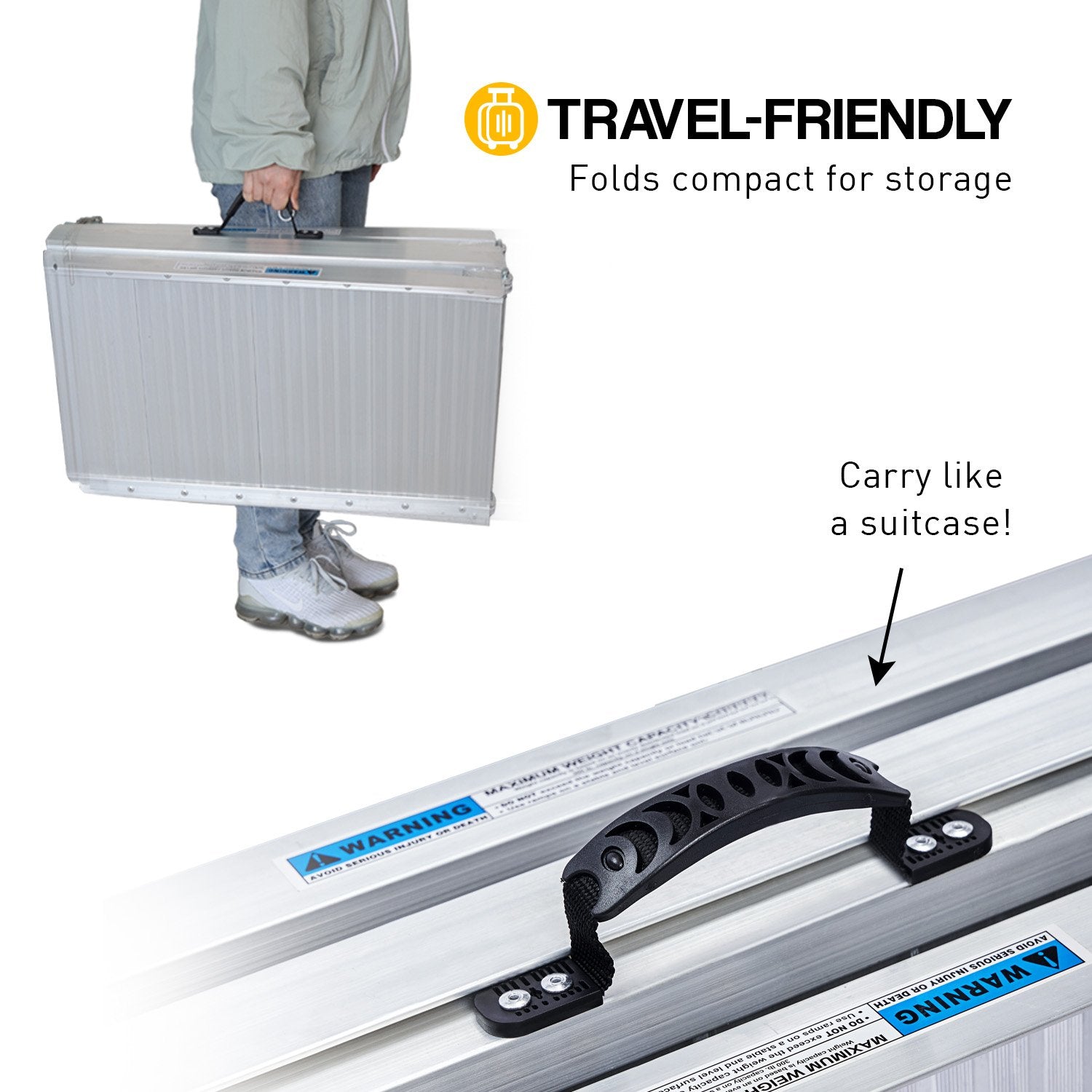 Kartrite 5ft Aluminium Foldable Wheelchair Ramp Non-Slip R02 Silver 6