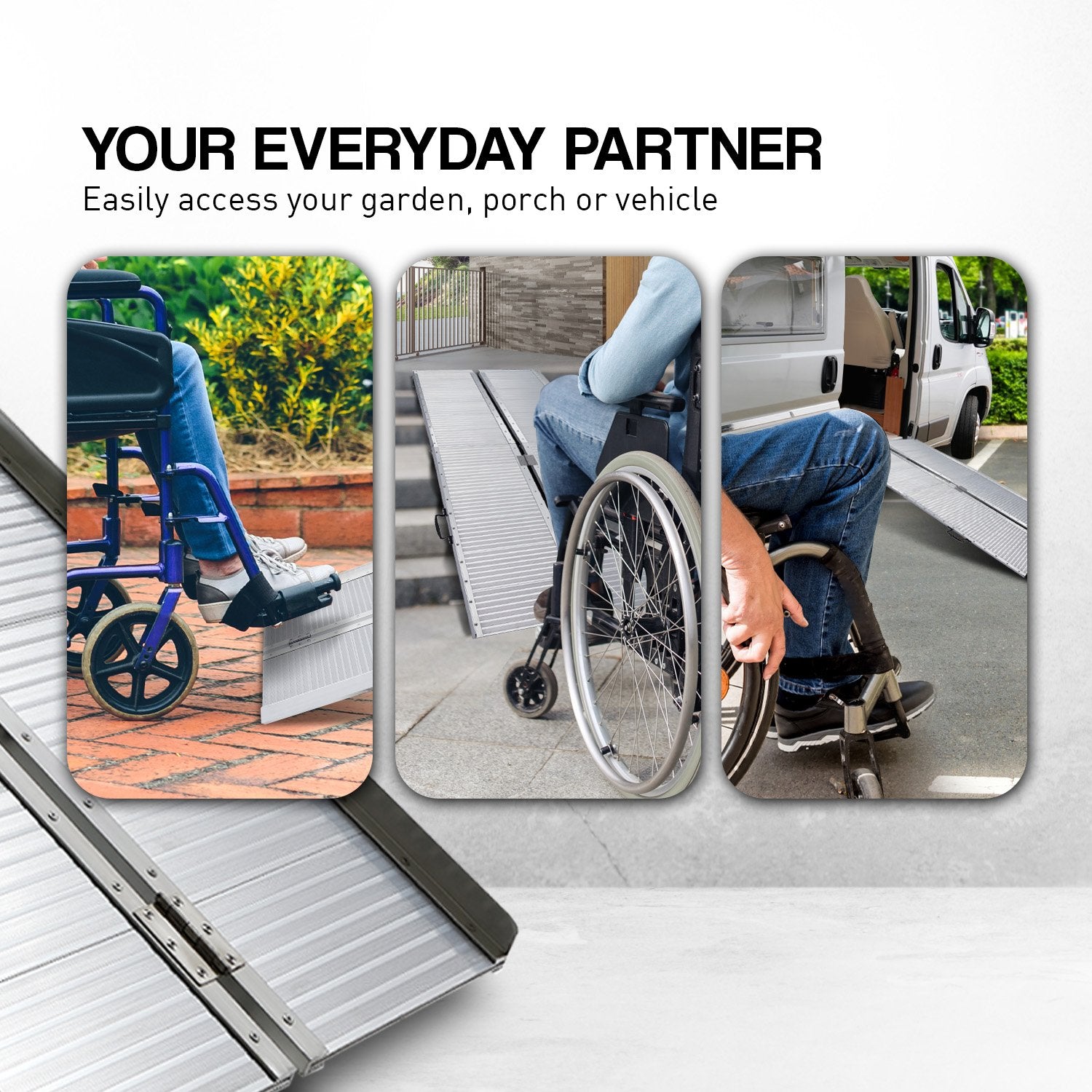 Kartrite 5ft Aluminium Foldable Wheelchair Ramp Non-Slip R02 Silver 7