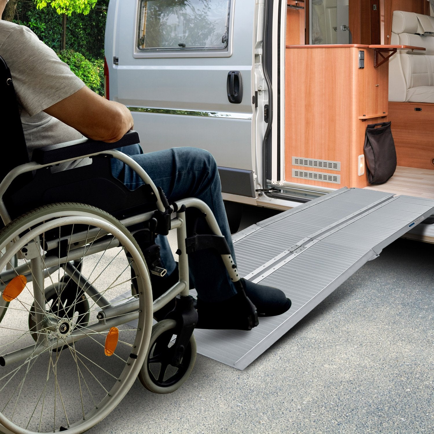 Kartrite 5ft Aluminium Foldable Wheelchair Ramp Non-Slip R02 Silver 8