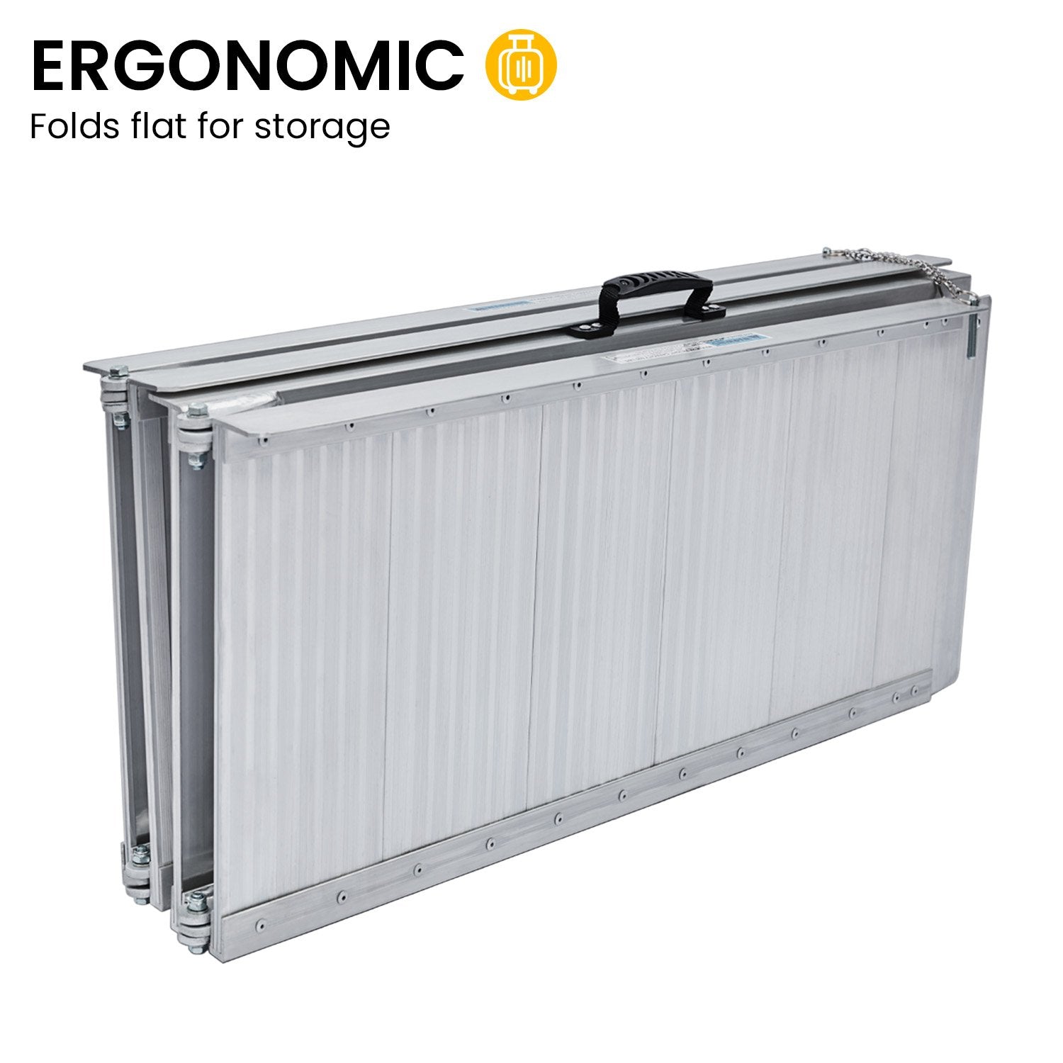 Kartrite 6ft Aluminium Foldable Wheelchair Ramp Non-Slip R02 Silver 7