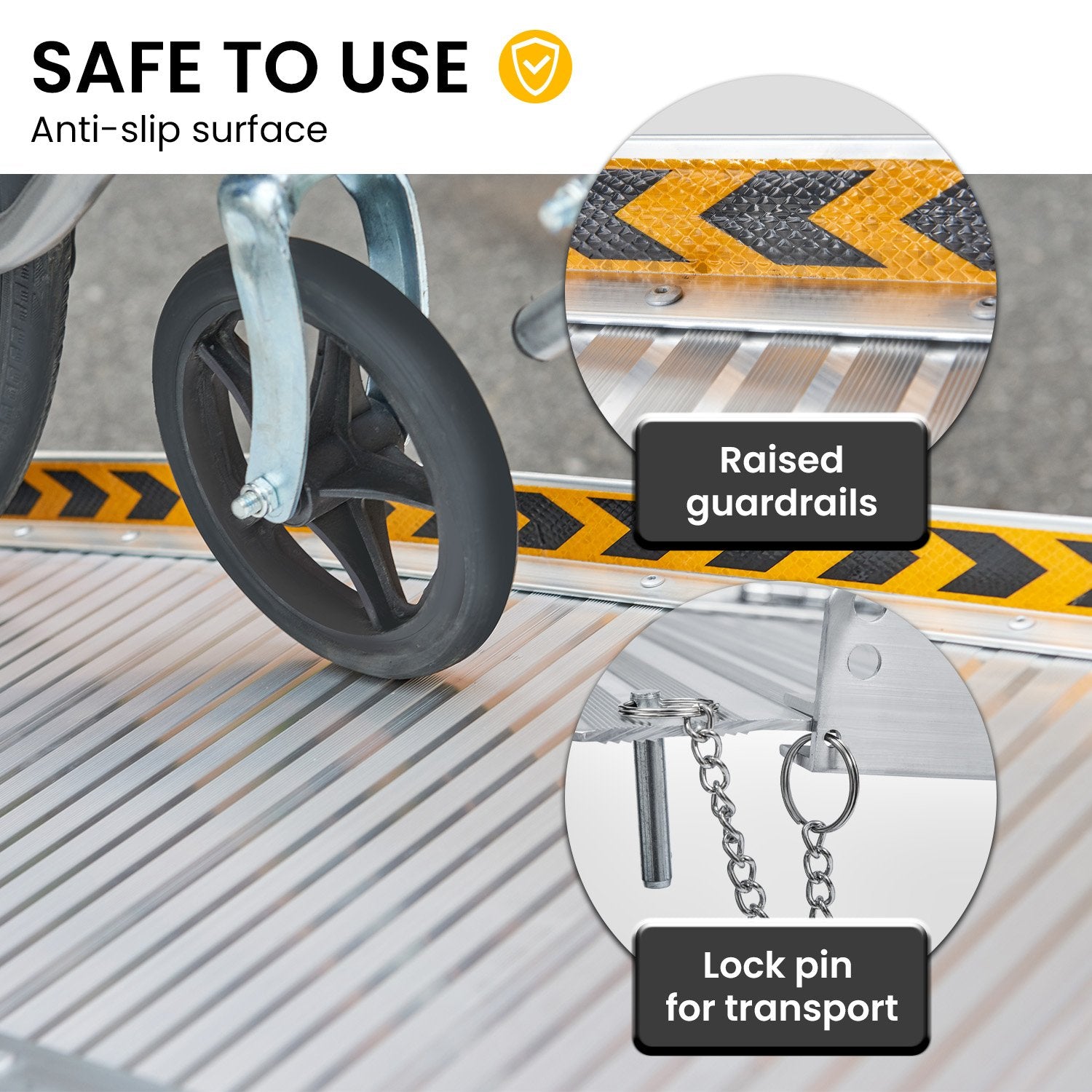 Kartrite 6ft Aluminium Foldable Wheelchair Ramp Non-Slip R02 Silver 10