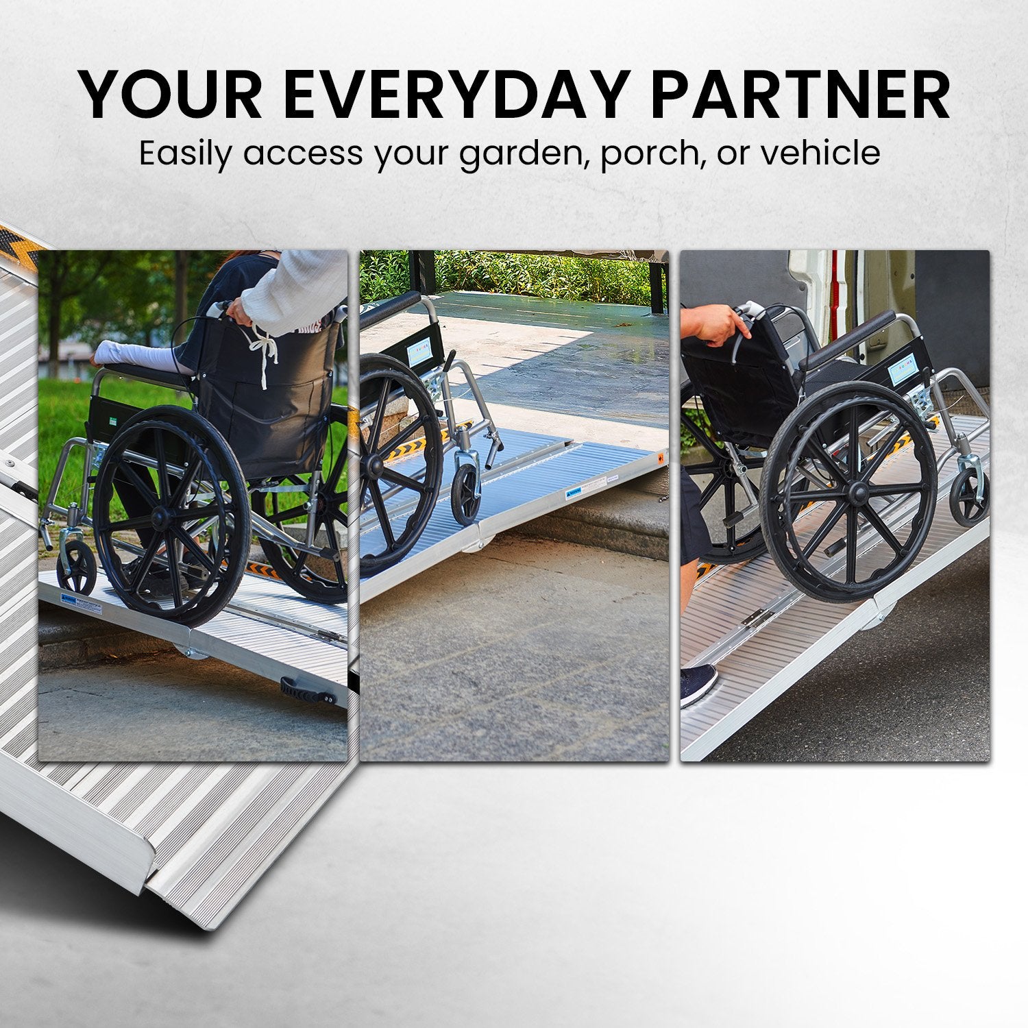 Kartrite 6ft Aluminium Foldable Wheelchair Ramp Non-Slip R02 Silver 12