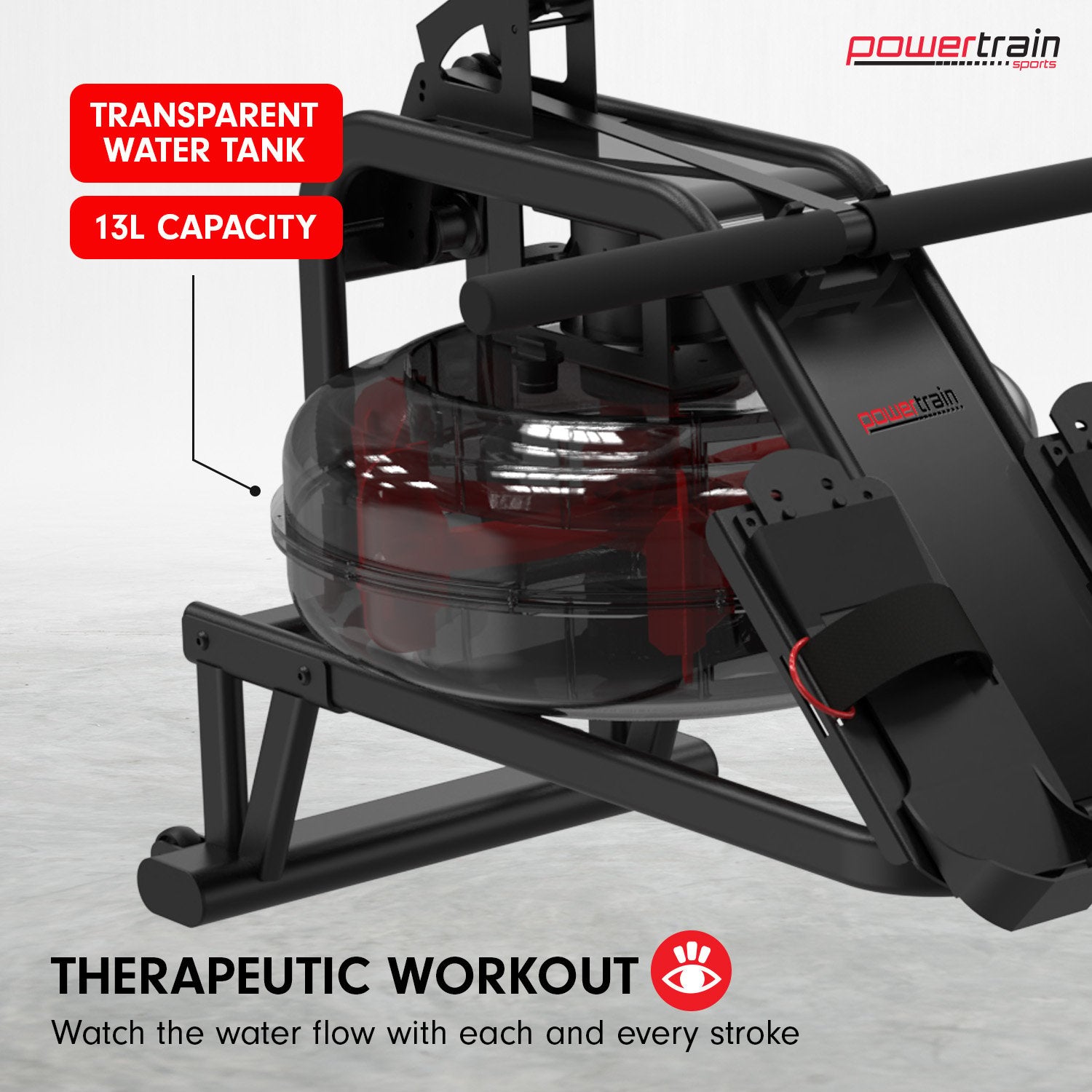 Powertrain 13L Water Resistance Rowing Machine Rower 7
