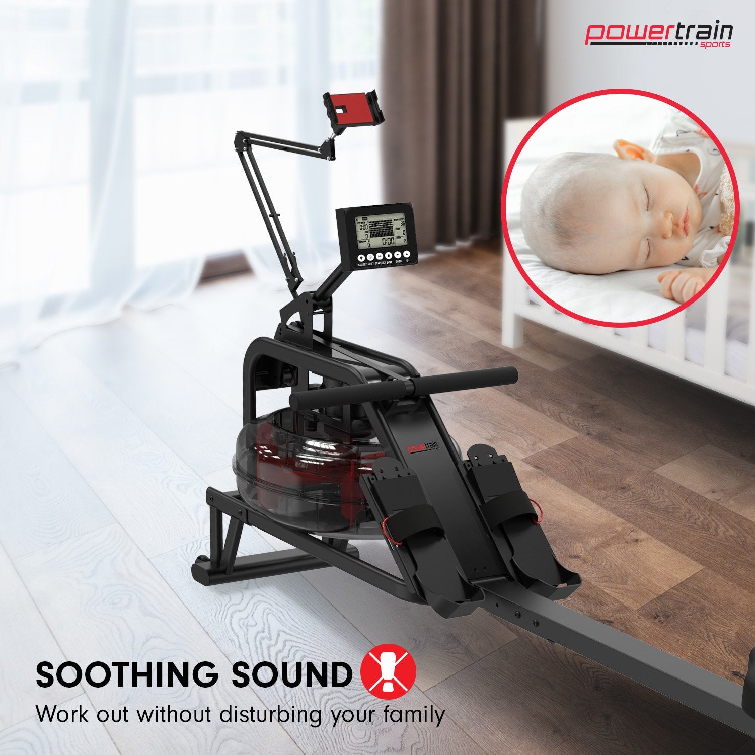 Powertrain 13L Water Resistance Rowing Machine Rower 9