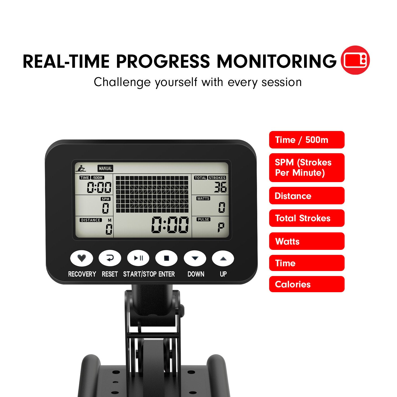 Powertrain 13L Water Resistance Rowing Machine Rower 10