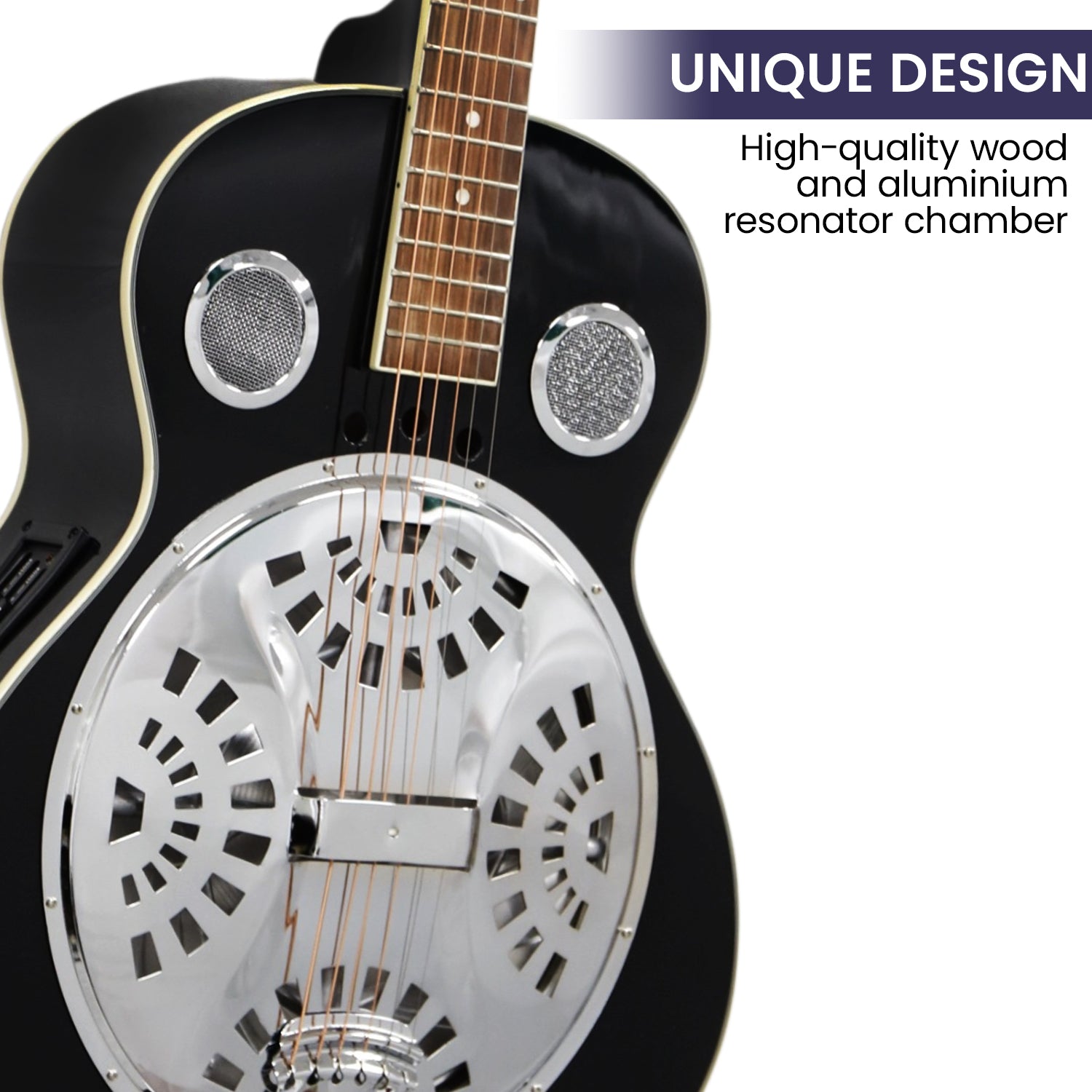 Karrera 40in Resonator Guitar - Black 3