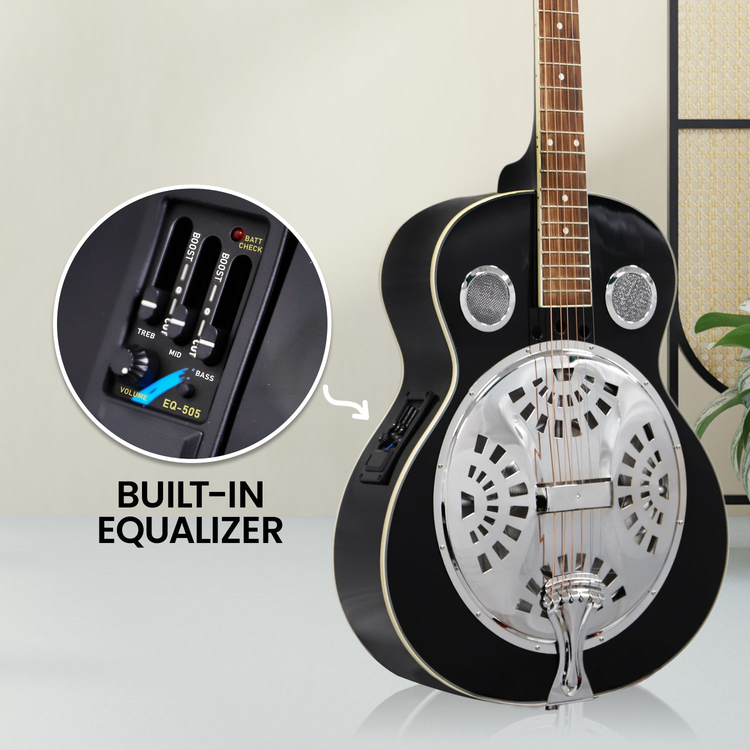 Karrera 40in Resonator Guitar - Black 5
