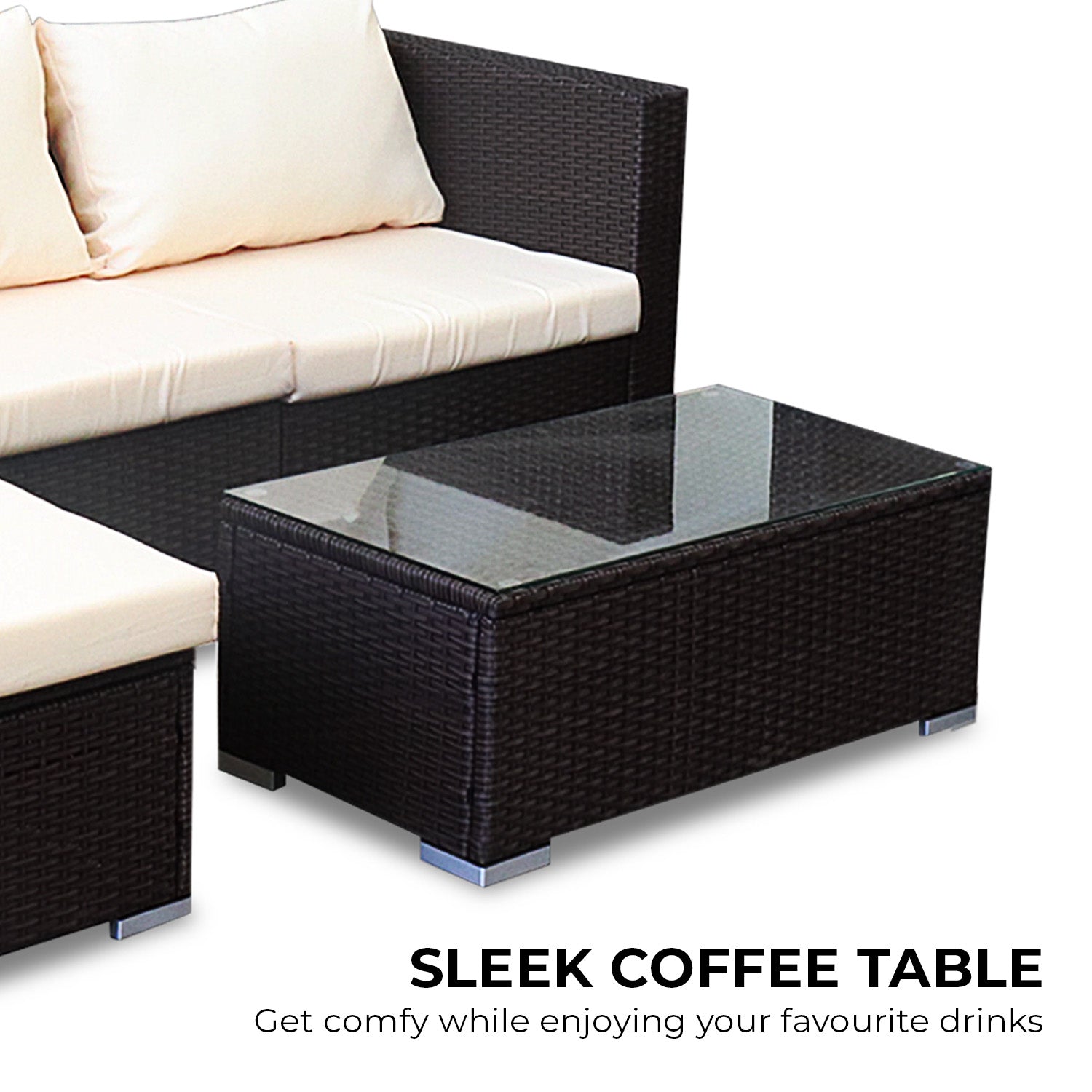 Sarantino 5pc Modular Outdoor Lounge Set PE Rattan - Brown 5