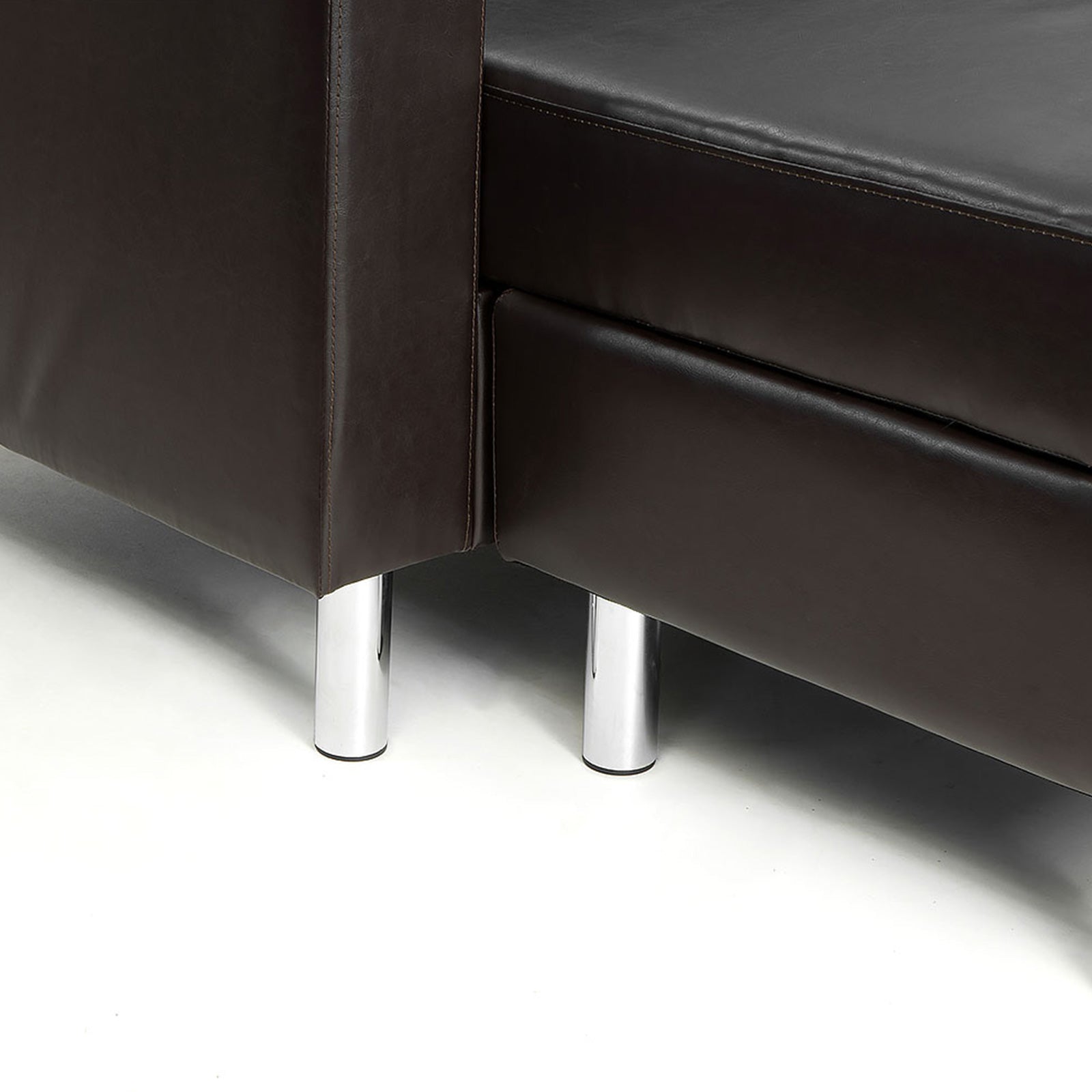 Sarantino Corner Sofa Lounge Couch Modular Furniture Chair Home Faux Leather Chaise Brown 5