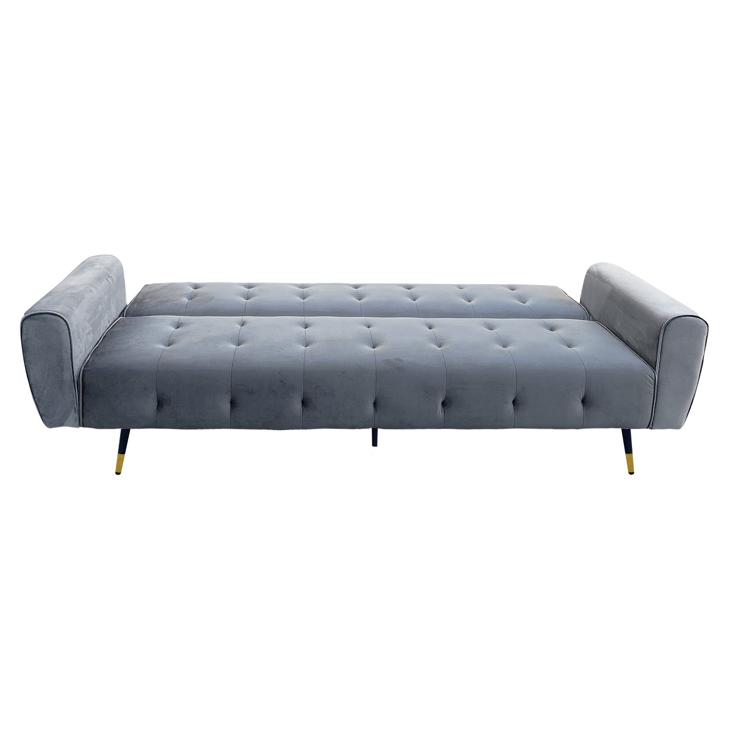 Sarantino Ava 3-seater Tufted Velvet Sofa Bed By Sarantino - Light Grey 3