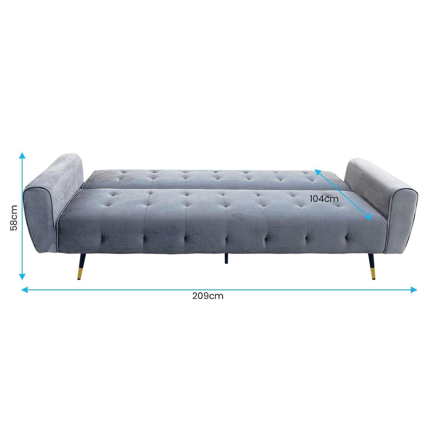 Sarantino Ava 3-seater Tufted Velvet Sofa Bed By Sarantino - Light Grey 6
