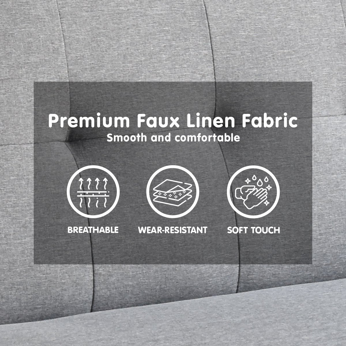 Sarantino Madison Sofa Bed Lounge Couch Futon Furniture Home Light Grey Linen Suite 7