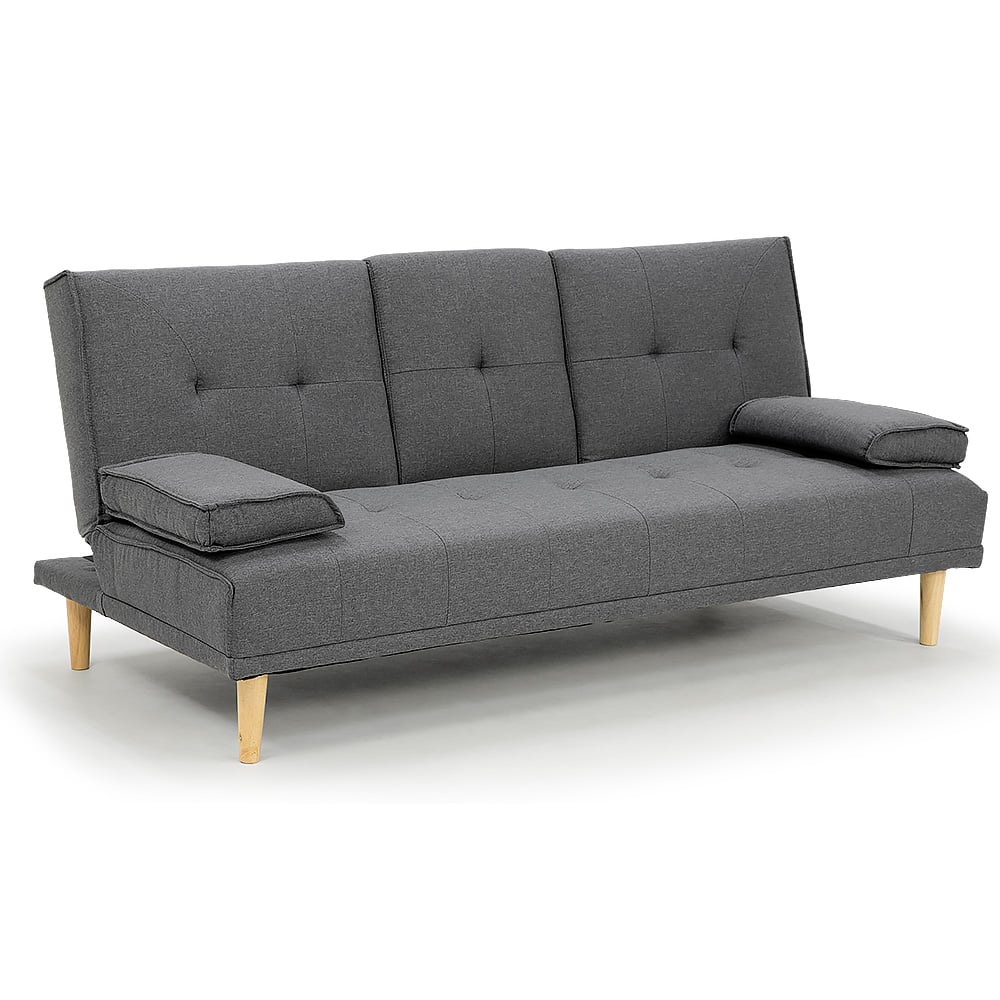Sarantino Rochester Linen Fabric Sofa Bed Lounge Couch Futon Furniture Suite - Dark Grey 3