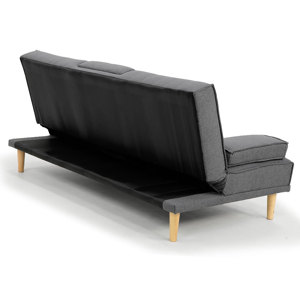 Sarantino Rochester Linen Fabric Sofa Bed Lounge Couch Futon Furniture Suite - Dark Grey 4