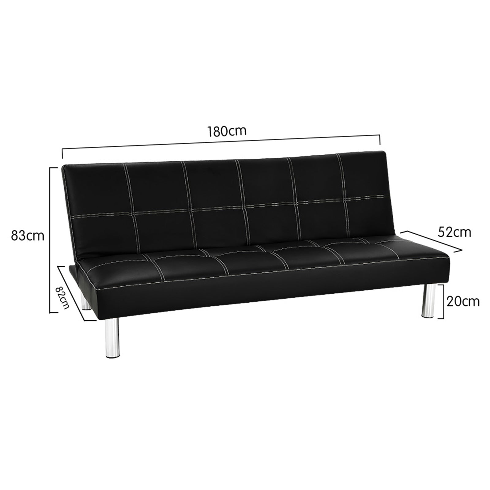 Sarantino Chelsea Sofa Bed Faux Leather Lounge Couch Futon Furniture Modular Suite 6