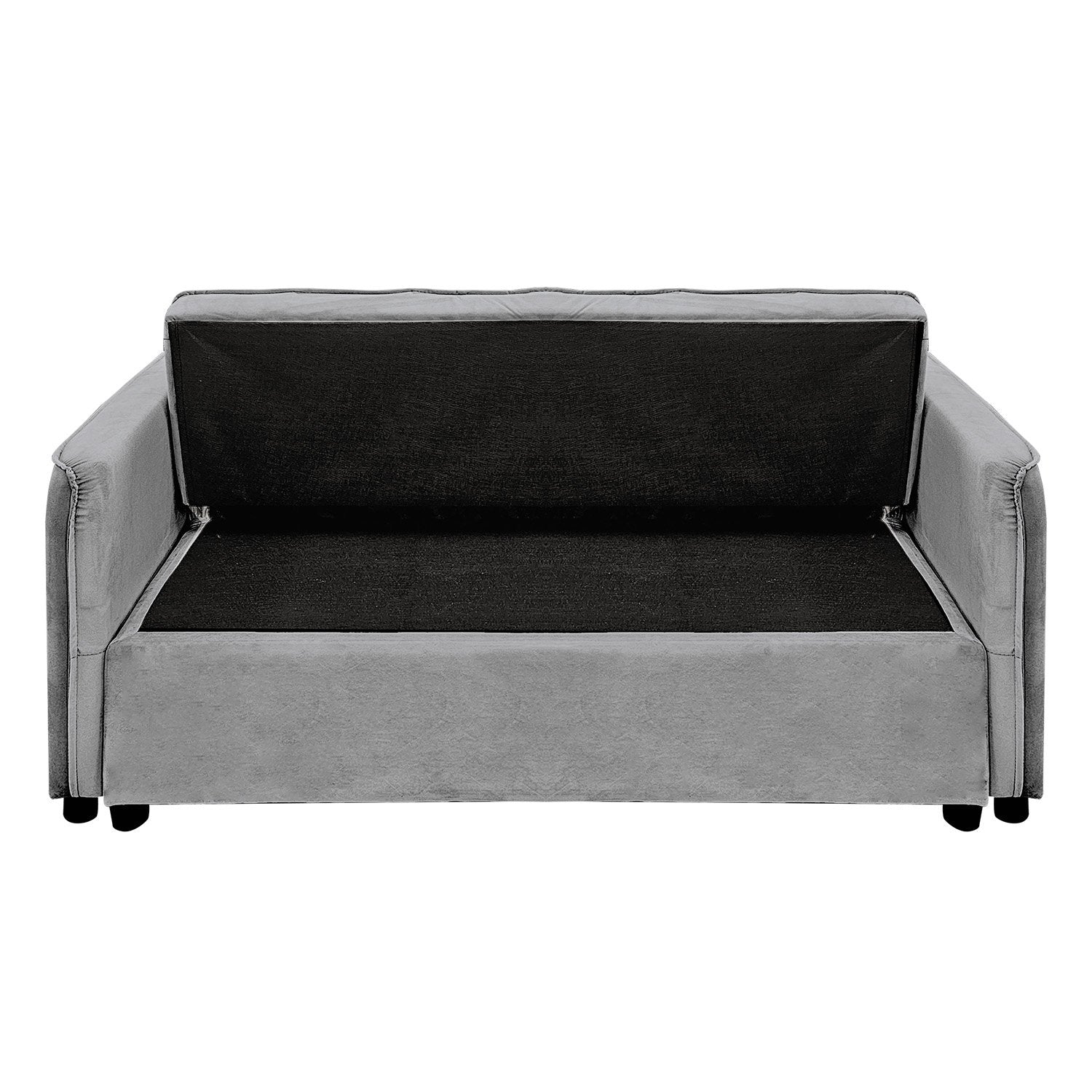 Sarantino Quincy 2-Seater Velvet Sofa Bed in Dark Grey with Wooden Frame and Tufted Design 6