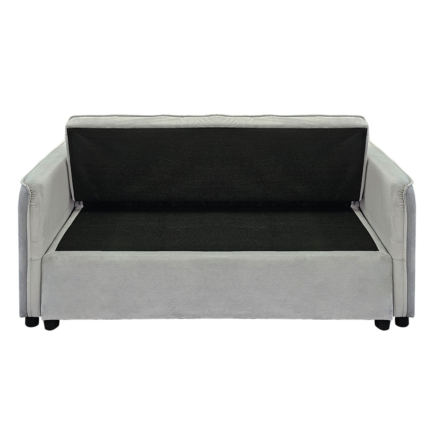 Sarantino Quincy 2-Seater Velvet Sofa Bed in Light Grey with Wooden Frame and Tufted Design 7