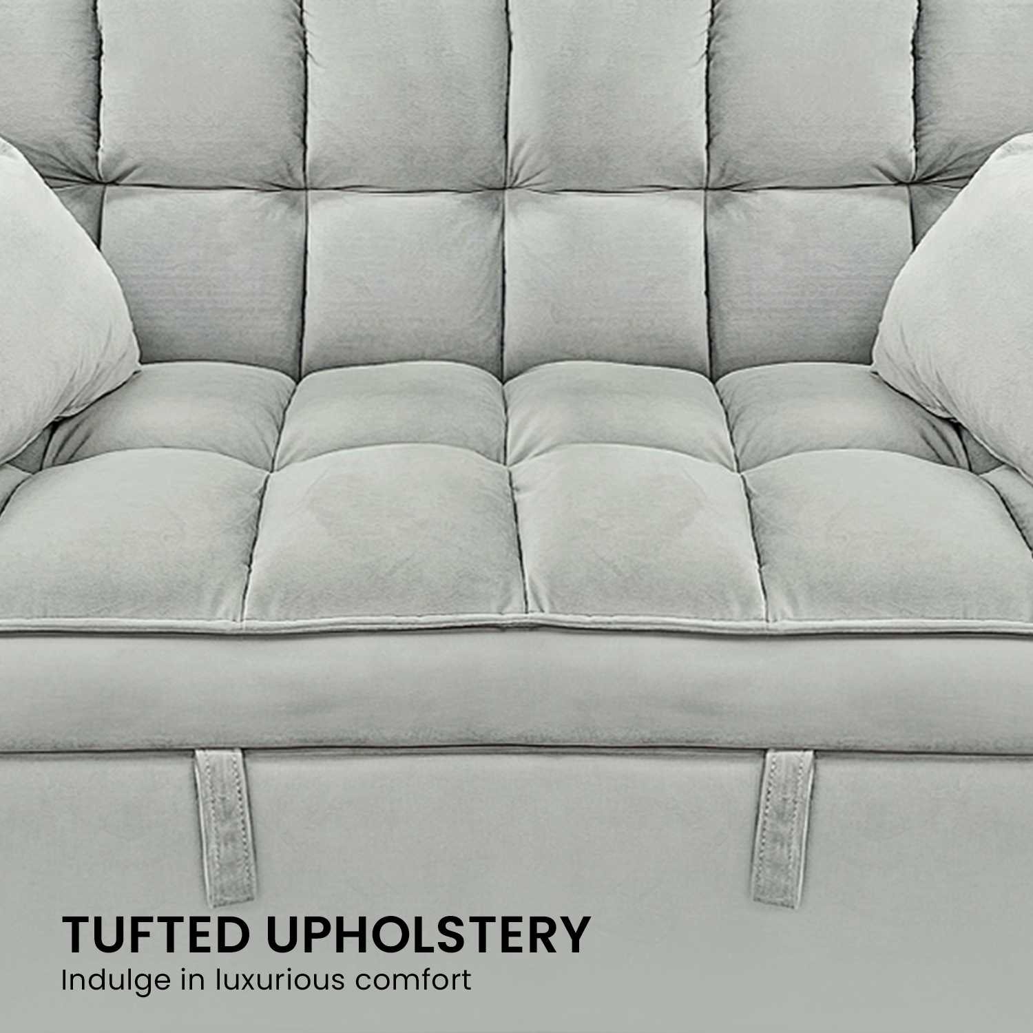 Sarantino Quincy 2-Seater Velvet Sofa Bed in Light Grey with Wooden Frame and Tufted Design 10