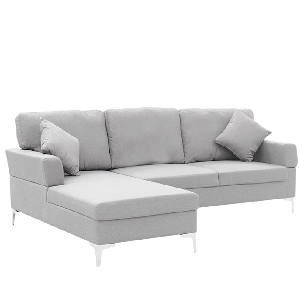 Sarantino Linen Corner Sofa Couch Lounge L-shape W/right Chaise Seat Light Grey 8