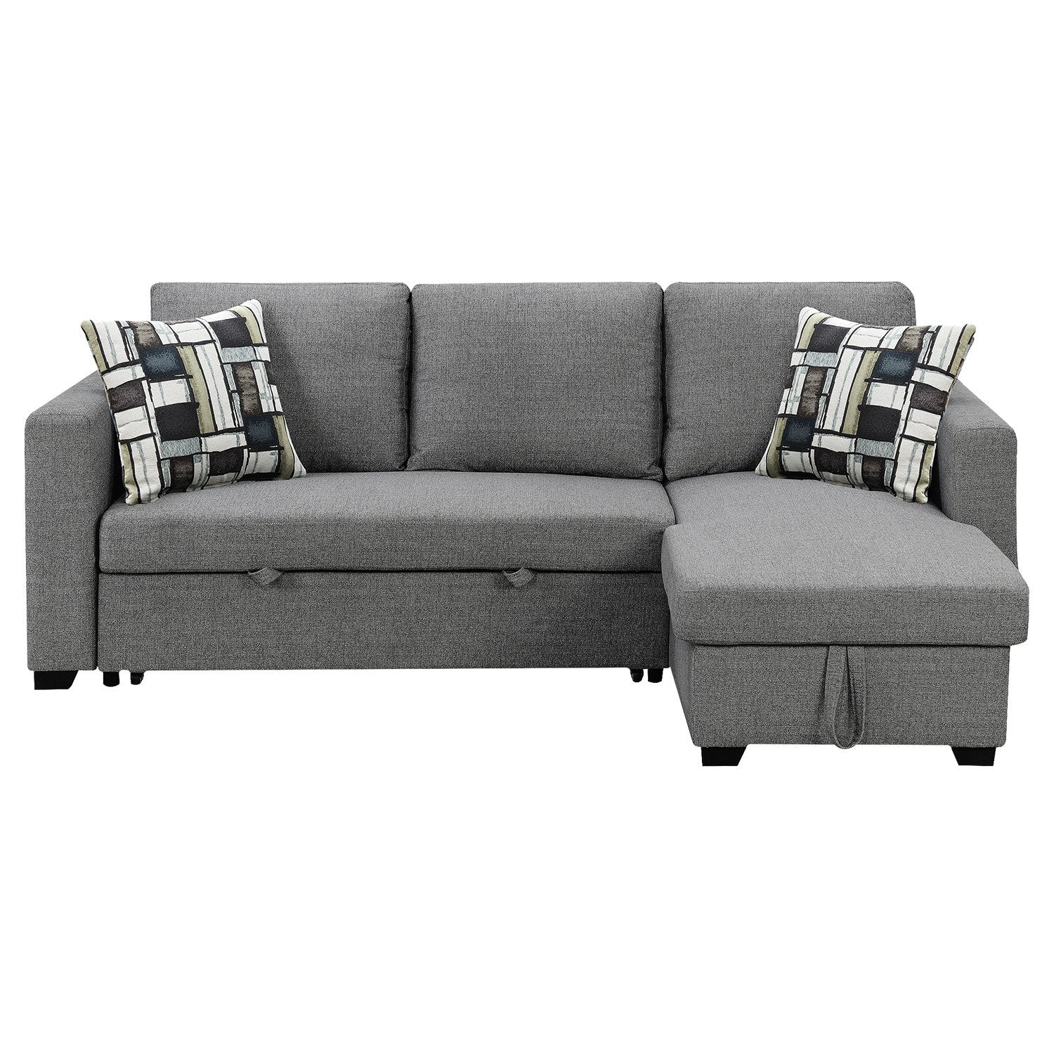 Sarantino Fontana Pullout Sofa Bed with Storage Chaise Lounge - Grey 4