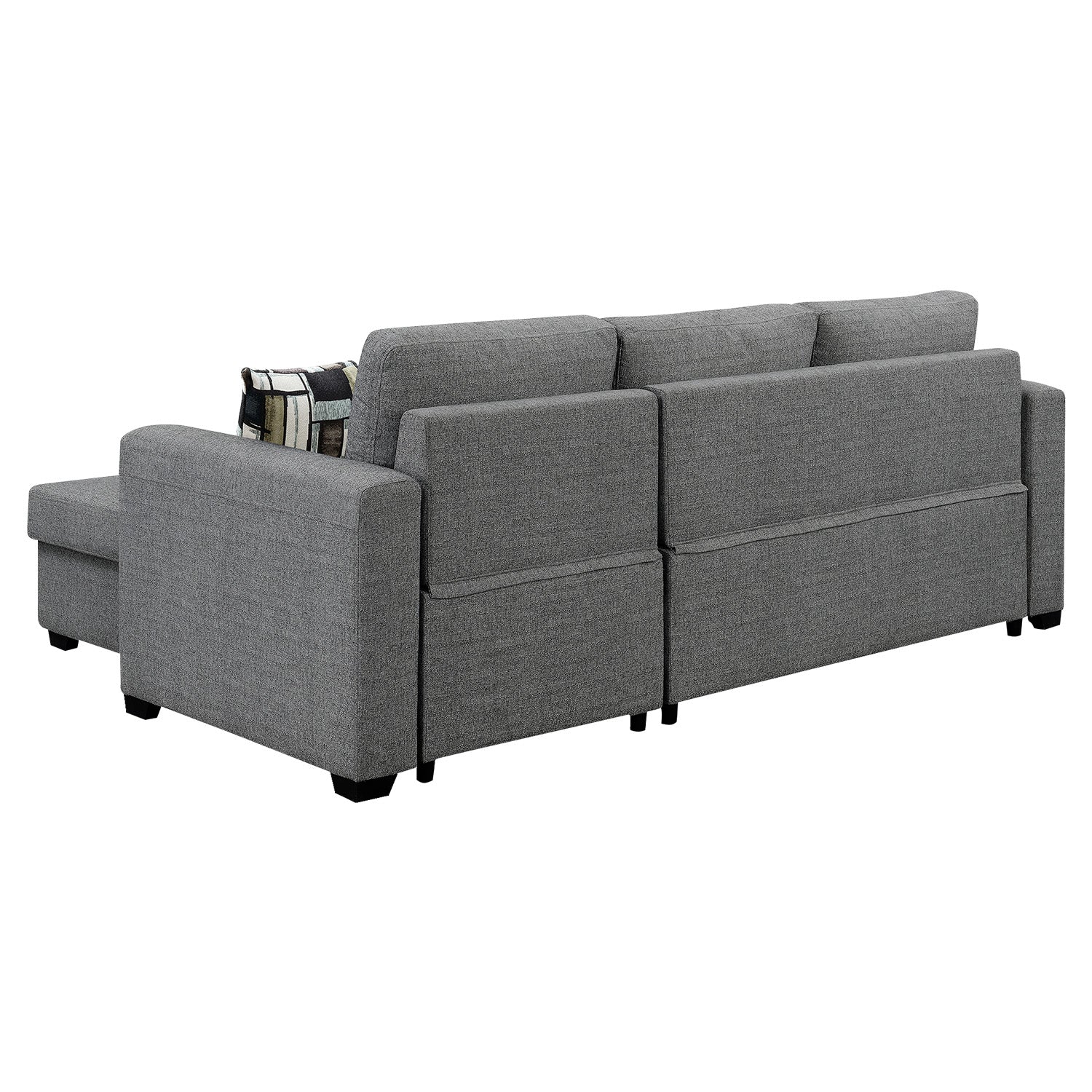 Sarantino Fontana Pullout Sofa Bed with Storage Chaise Lounge - Grey 7