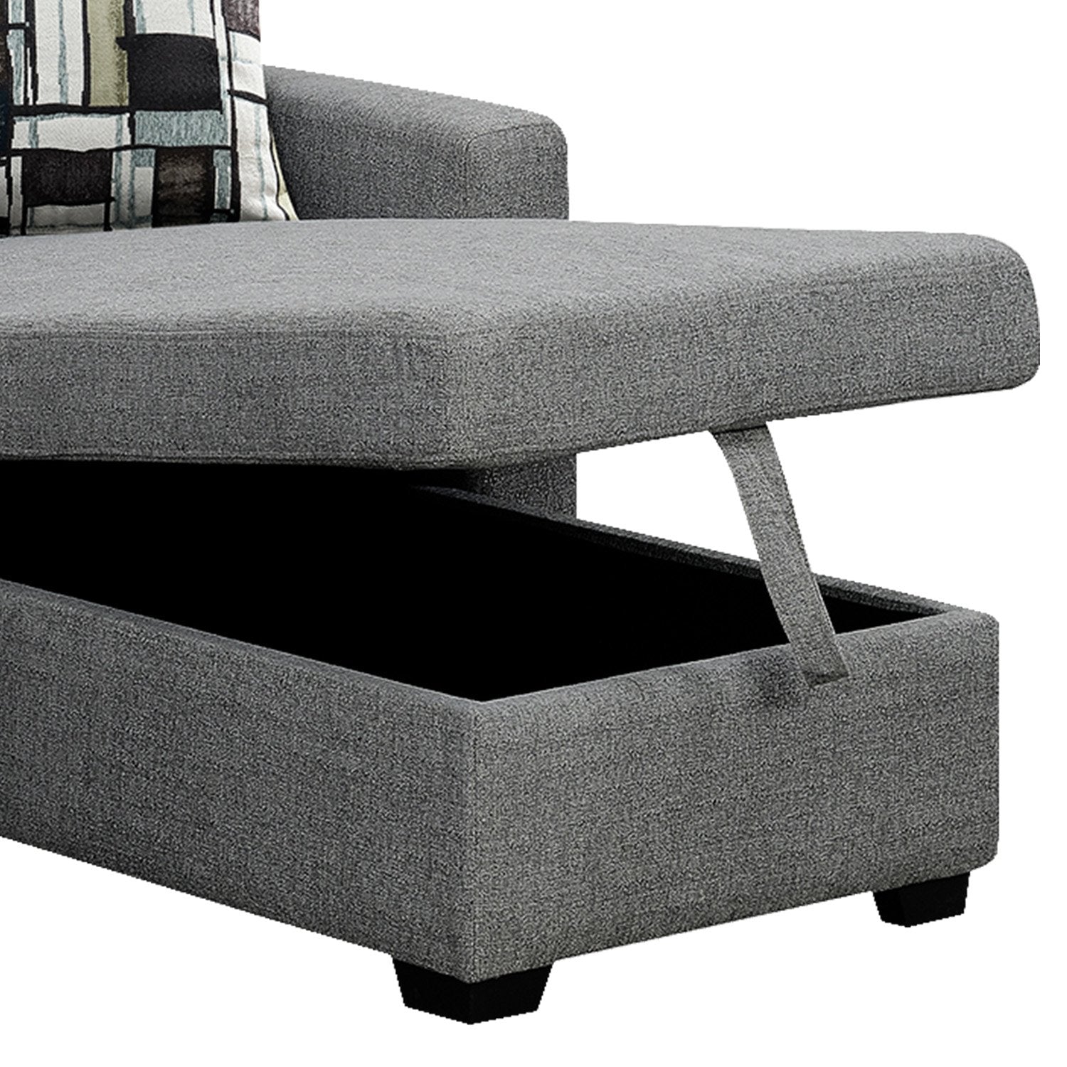Sarantino Fontana Pullout Sofa Bed with Storage Chaise Lounge - Grey 8