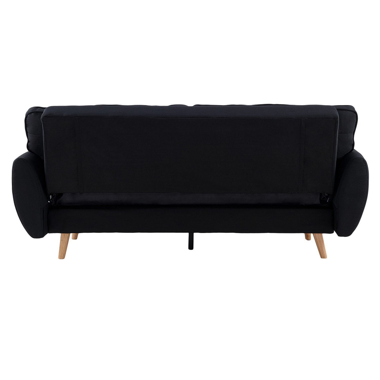 Sarantino 3 Seater Modular Linen Fabric Sofa Bed Couch Futon Suite - Black 6