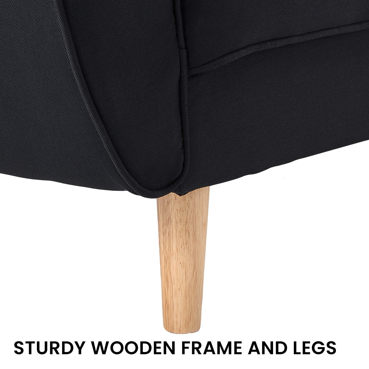 Sarantino 3 Seater Modular Linen Fabric Sofa Bed Couch Futon Suite - Black 8